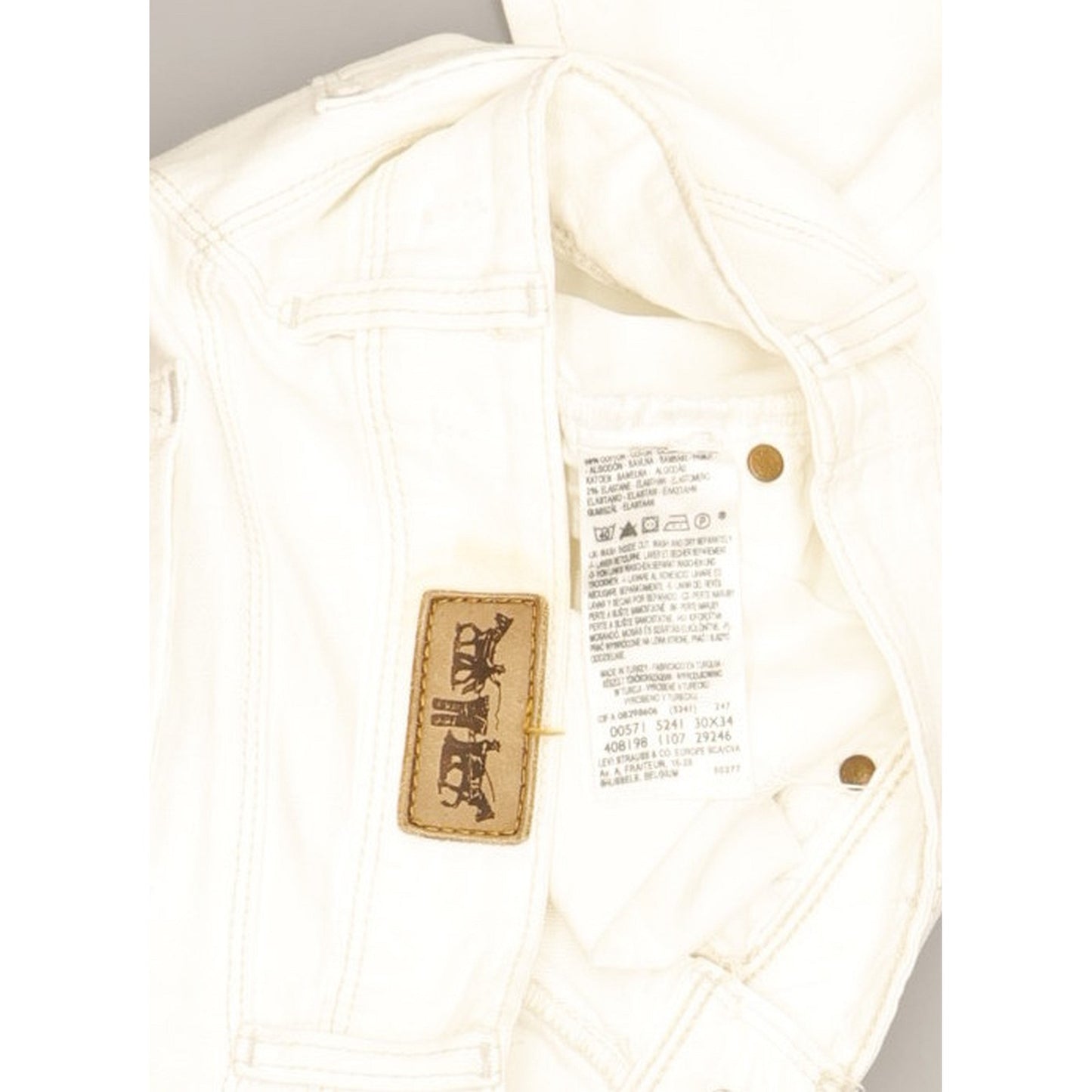 Levi's 571 Women White Straight Slim Stretch Jeans W30 L34