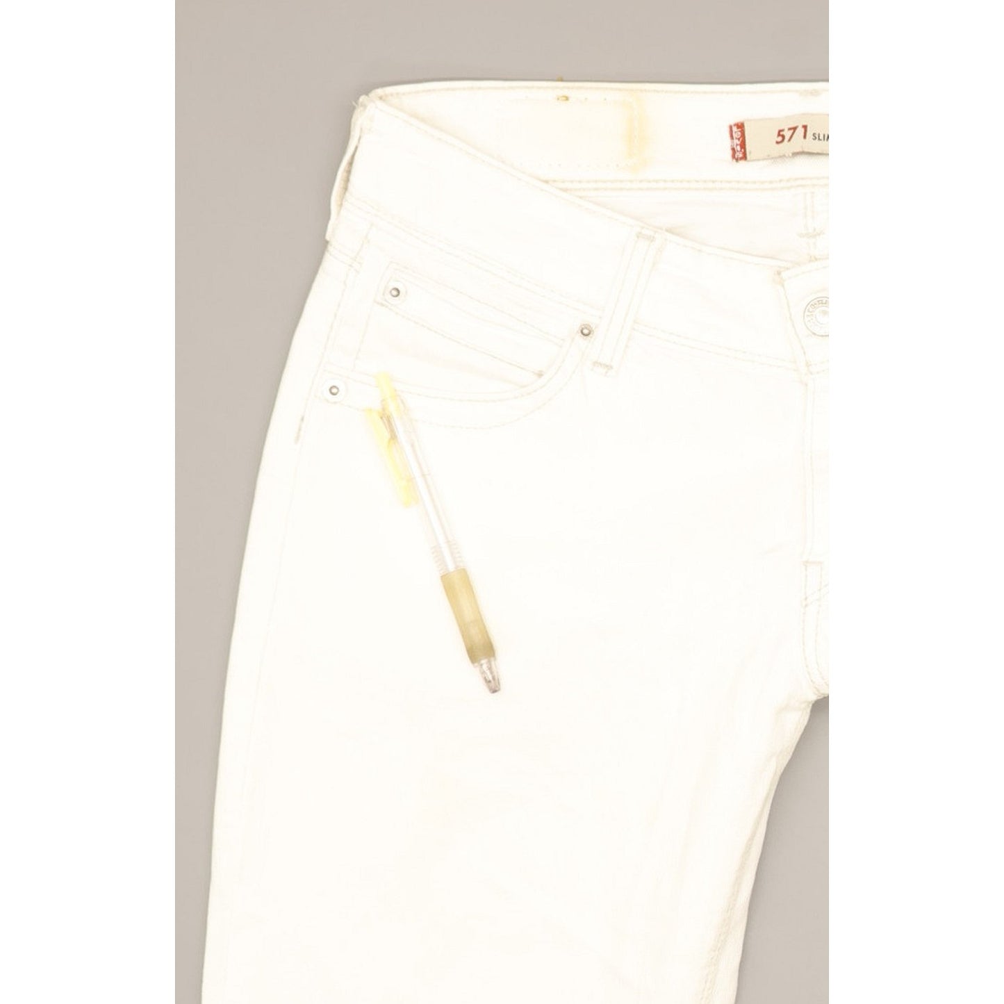 Levi's 571 Women White Straight Slim Stretch Jeans W30 L34