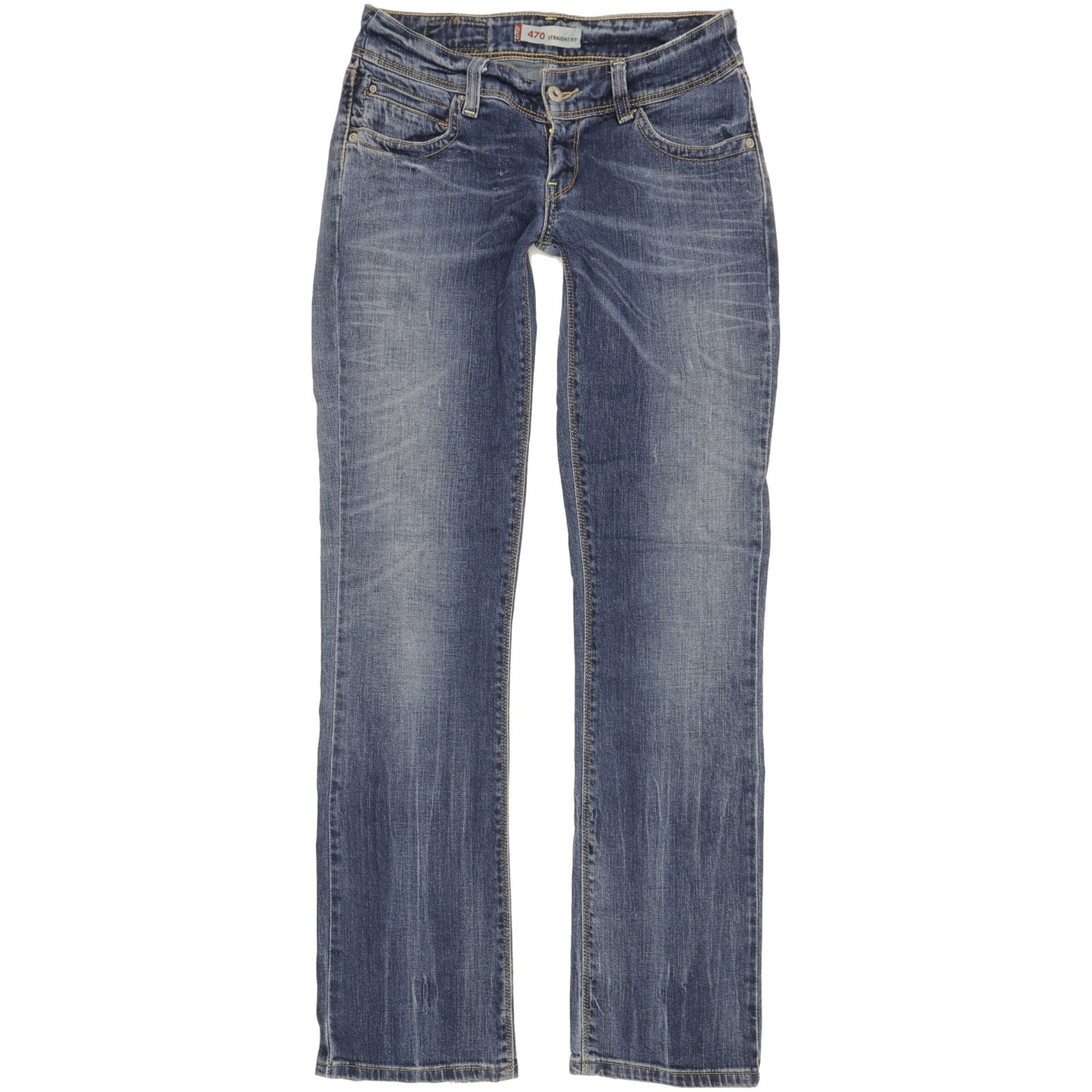 Levi's 470 Women Blue Straight Slim Stretch Jeans W28 L32