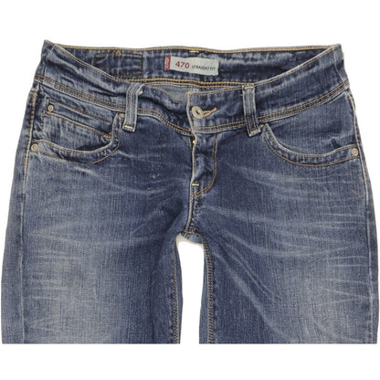 Levi's 470 Women Blue Straight Slim Stretch Jeans W28 L32