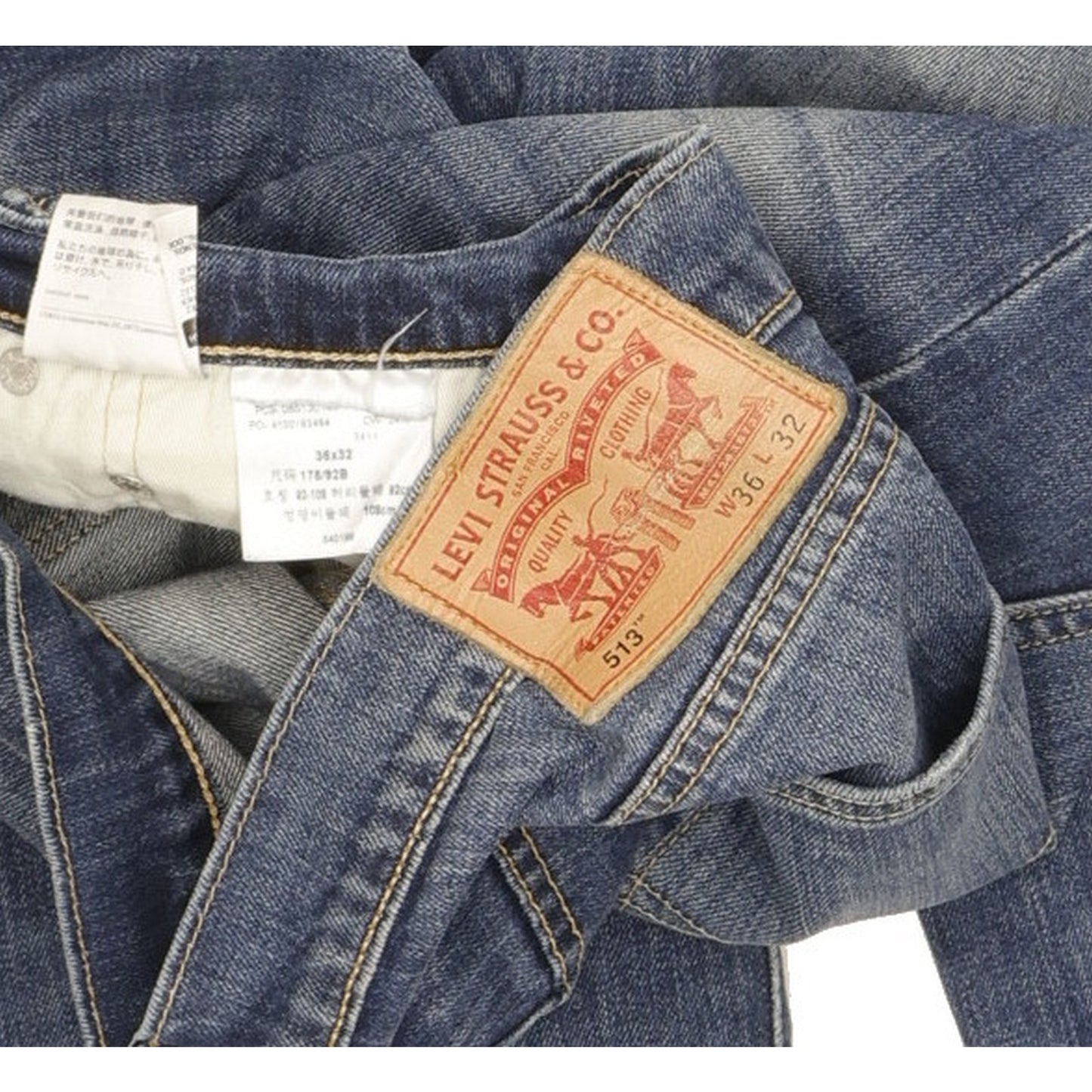 Levi's 513 Men Blue Straight Slim Stretch Jeans W36 L32