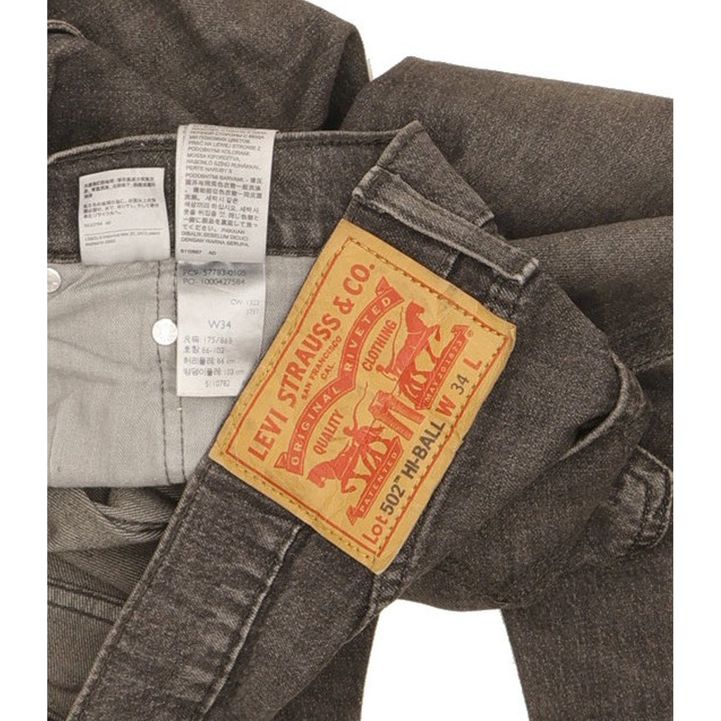 Levi's 502 Hi-Ball Men Black Tapered Regular Stretch Jeans W34 L30