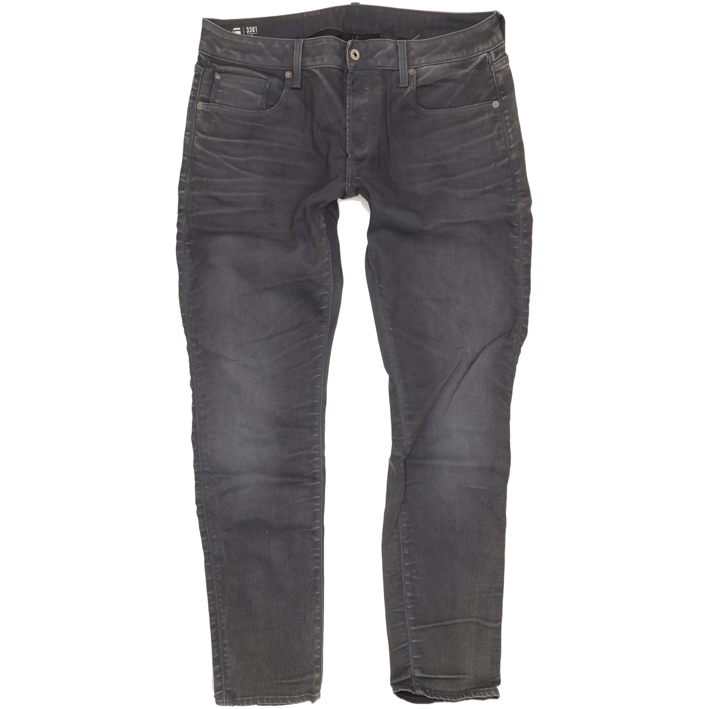 G-Star 3301 Men Grey Straight Slim Stretch Jeans W36 L34