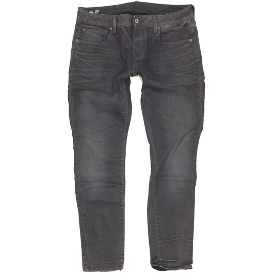 G-Star 3301 Men Grey Straight Slim Stretch Jeans W36 L34
