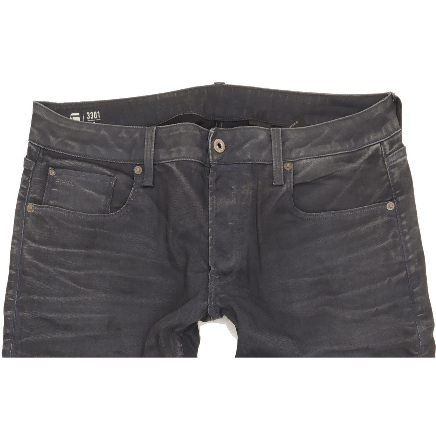 G-Star 3301 Men Grey Straight Slim Stretch Jeans W36 L34