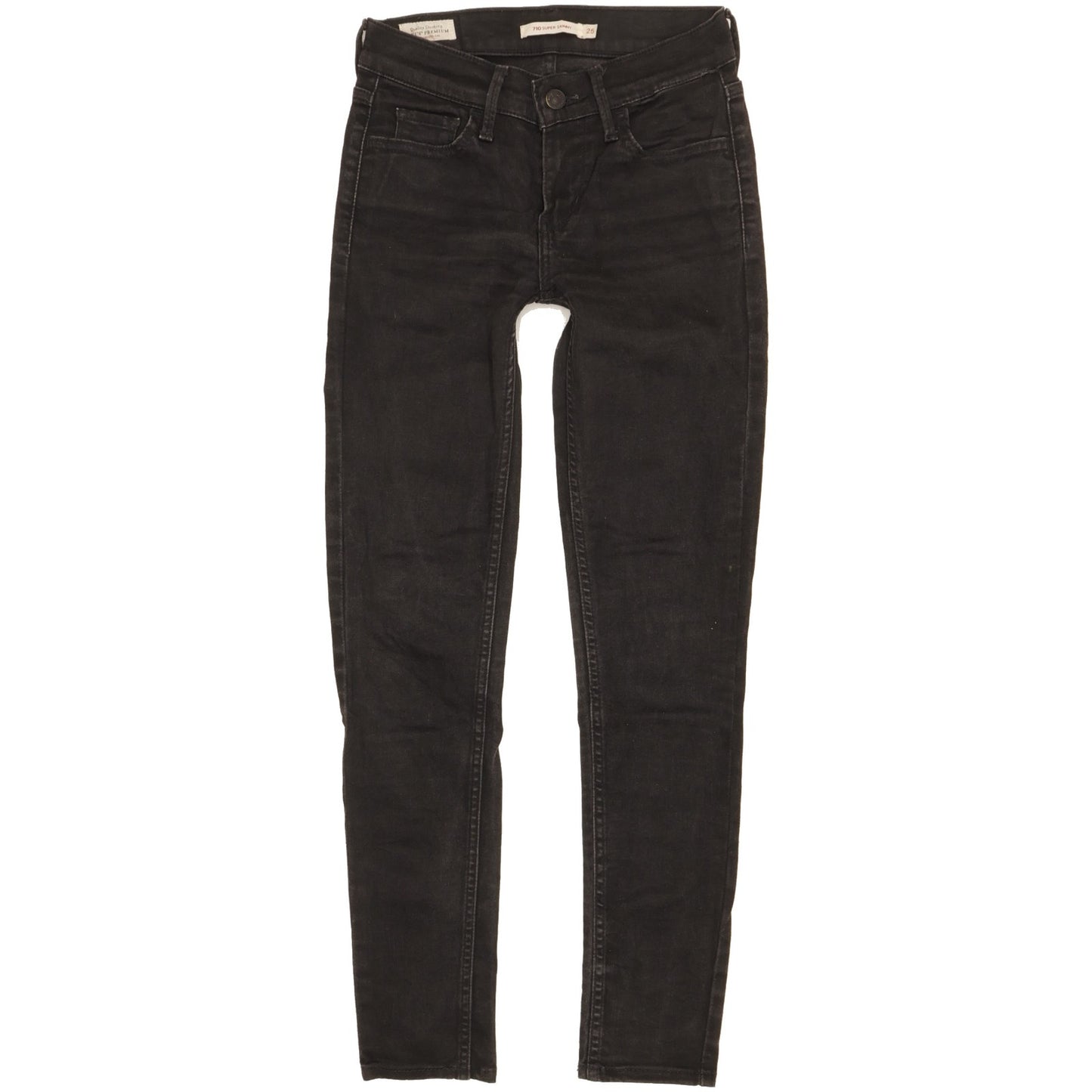 Levi's 710 Super Women Black Skinny Slim Stretch Jeans W25 L27