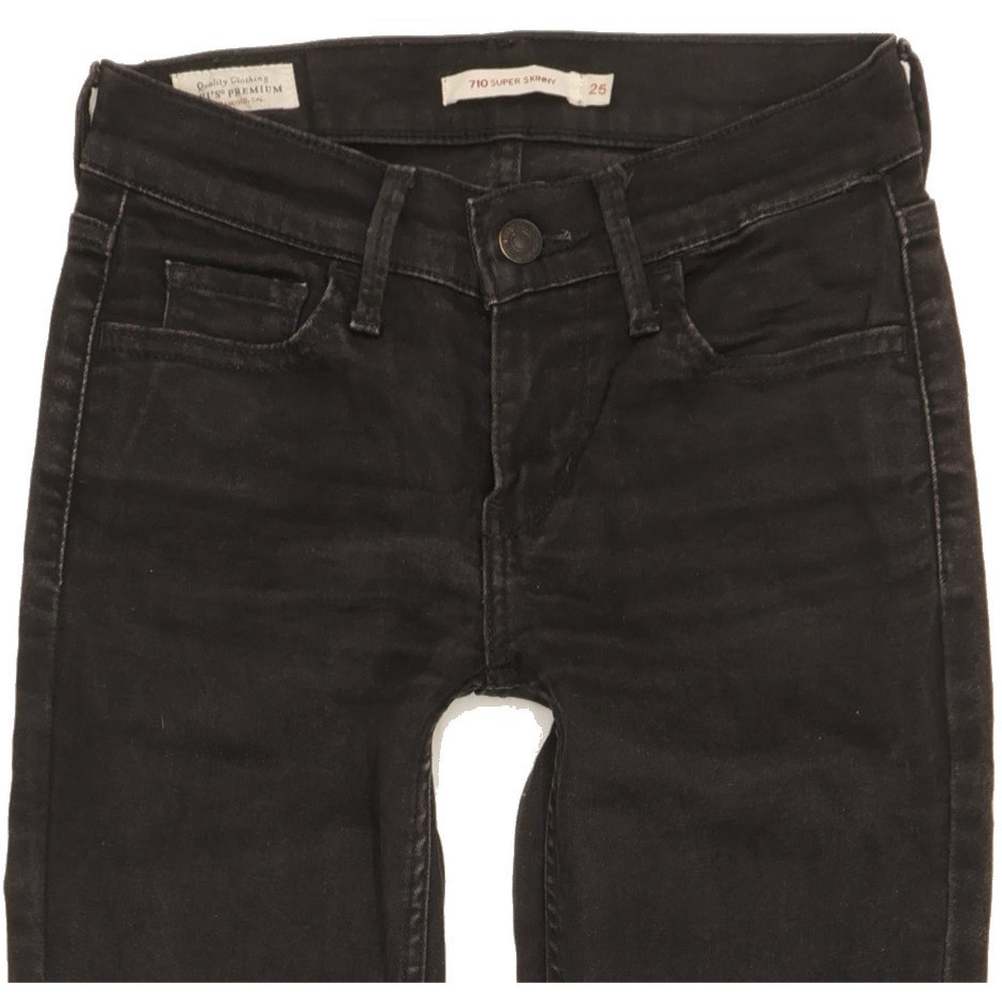 Levi's 710 Super Women Black Skinny Slim Stretch Jeans W25 L27