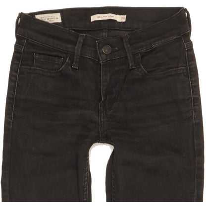 Levi's 710 Super Women Black Skinny Slim Stretch Jeans W25 L27