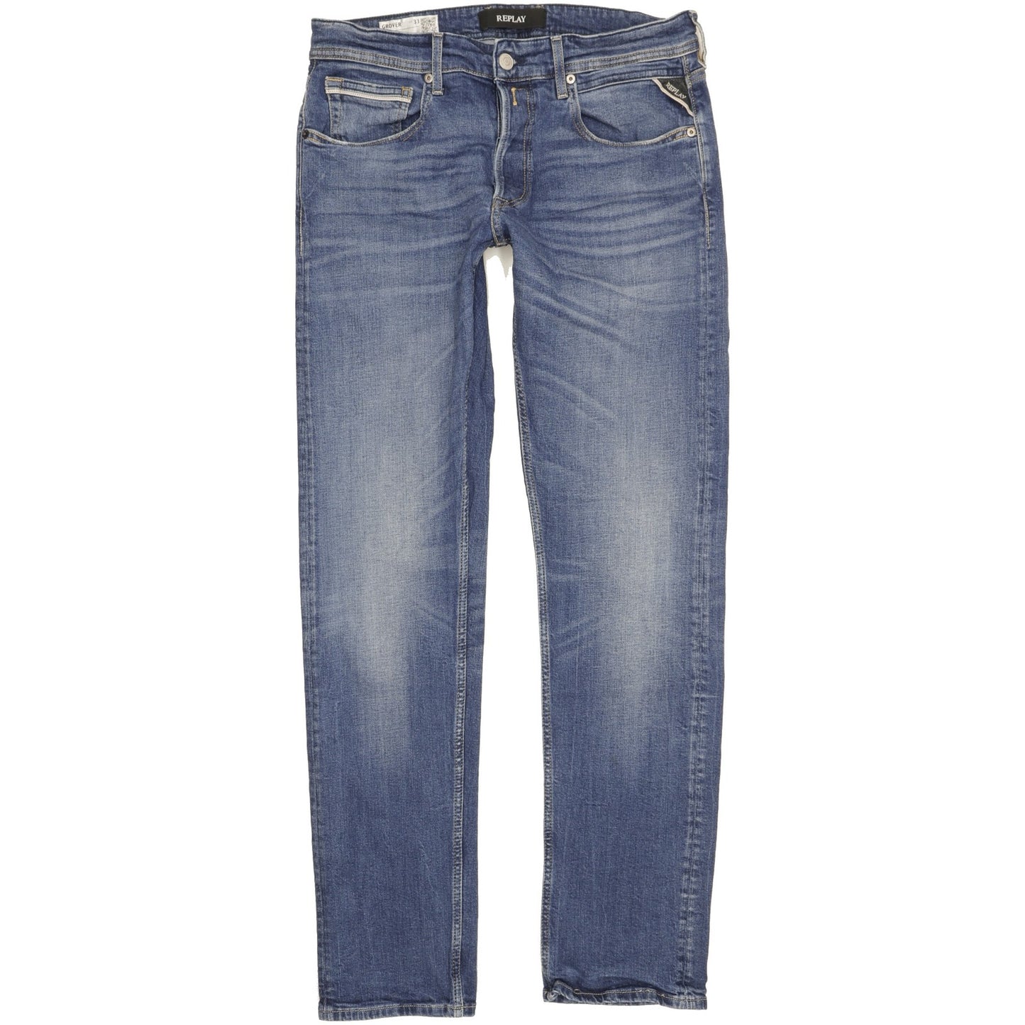 Replay Grover Men Blue Straight Regular Stretch Jeans W33 L33