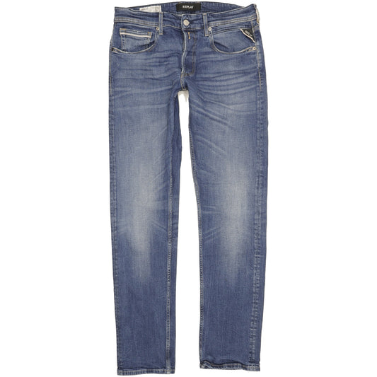 Replay Grover Men Blue Straight Regular Stretch Jeans W33 L33