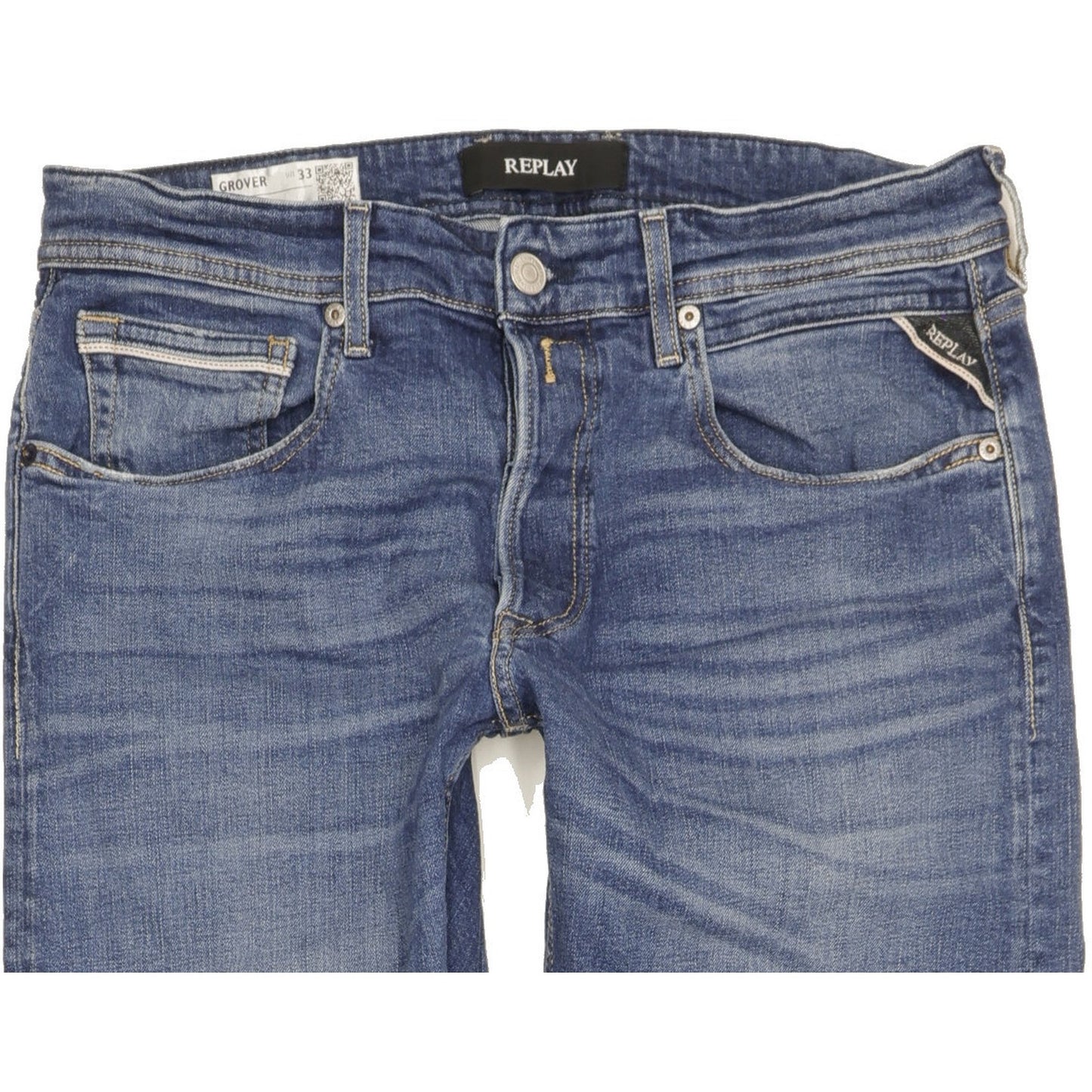 Replay Grover Men Blue Straight Regular Stretch Jeans W33 L33