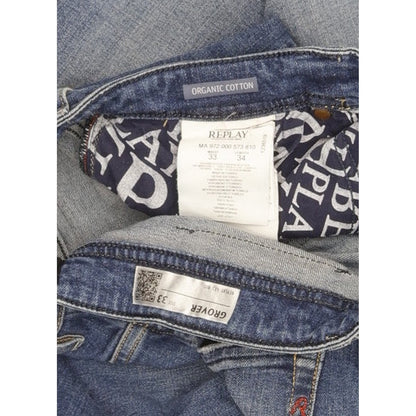 Replay Grover Men Blue Straight Regular Stretch Jeans W33 L33