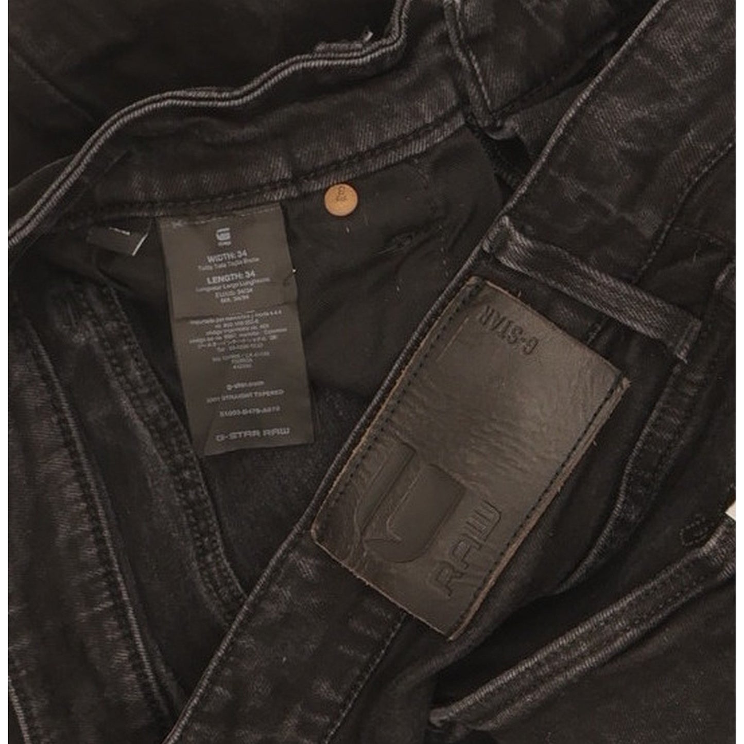 G-Star 3301 Men Black Tapered Slim Stretch Jeans W34 L33
