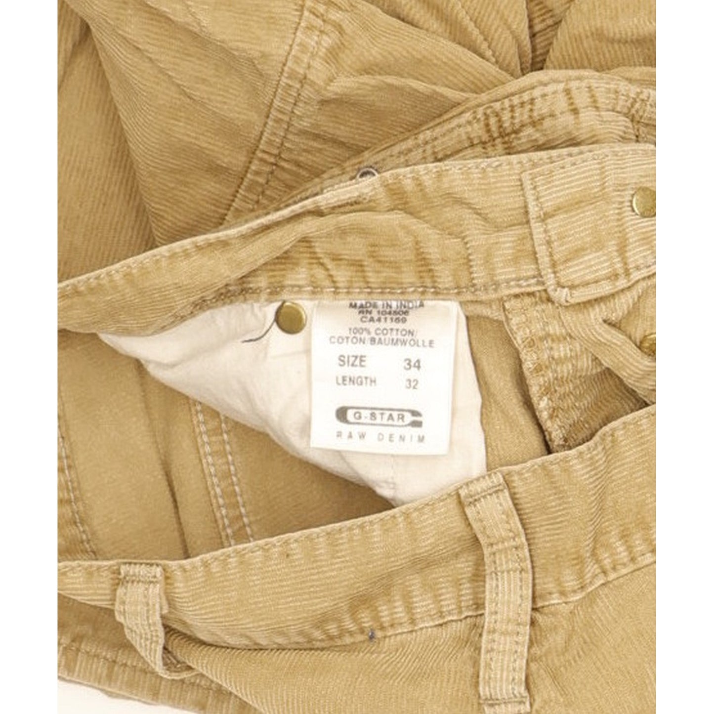 G-Star S.C. Elwood Men Beige Straight Regular Trousers W34 L31