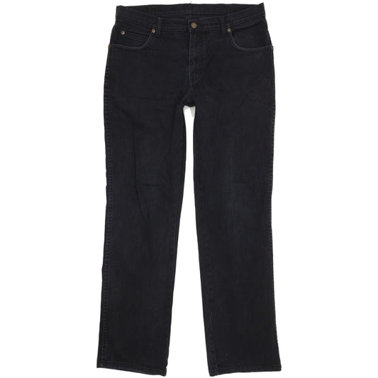 Wrangler Durable Quality Men Black Straight Regular Stretch Jeans W36 L34