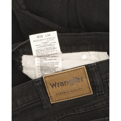Wrangler Durable Quality Men Black Straight Regular Stretch Jeans W36 L34