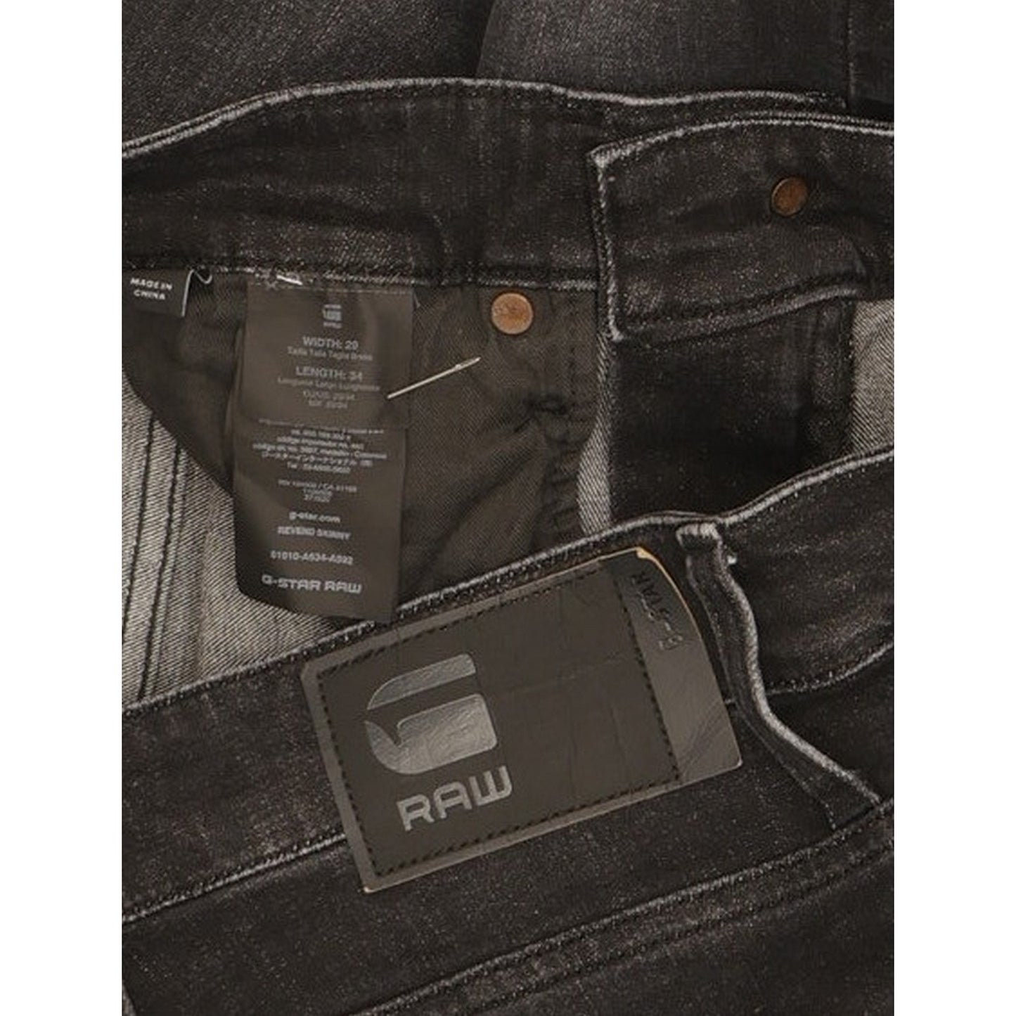 G-Star Revend Men Black Skinny Slim Stretch Jeans W29 L34