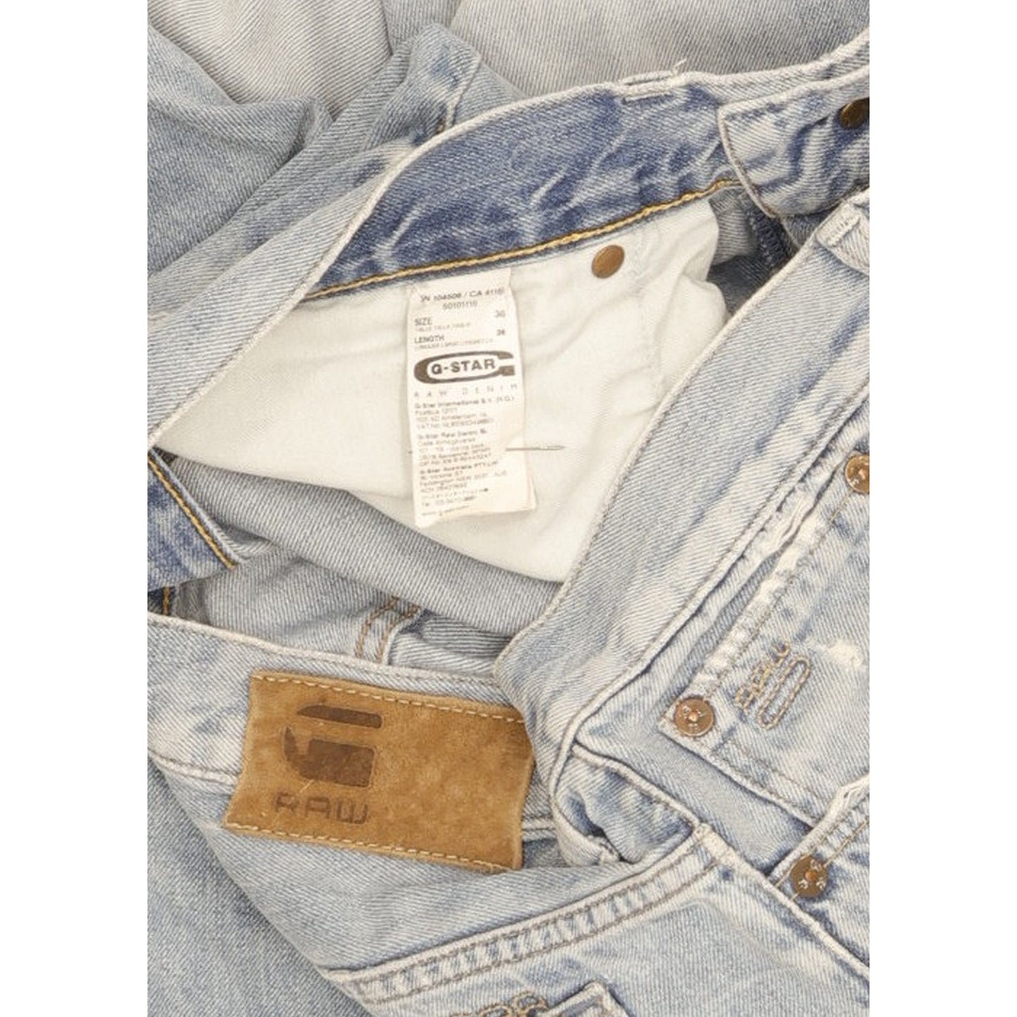 G-Star 3301 Men Blue Straight Slim Jeans W36 L35