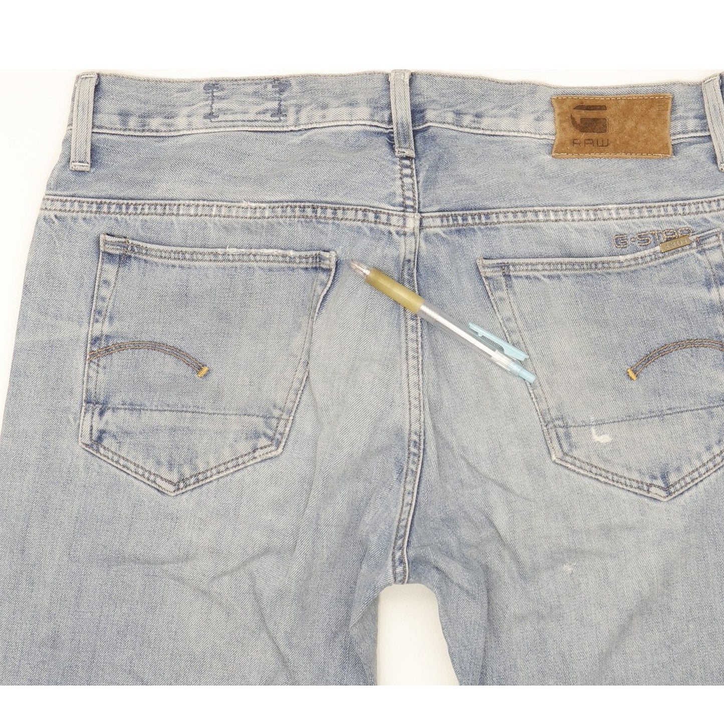 G-Star 3301 Men Blue Straight Slim Jeans W36 L35