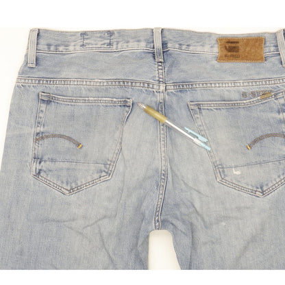 G-Star 3301 Men Blue Straight Slim Jeans W36 L35