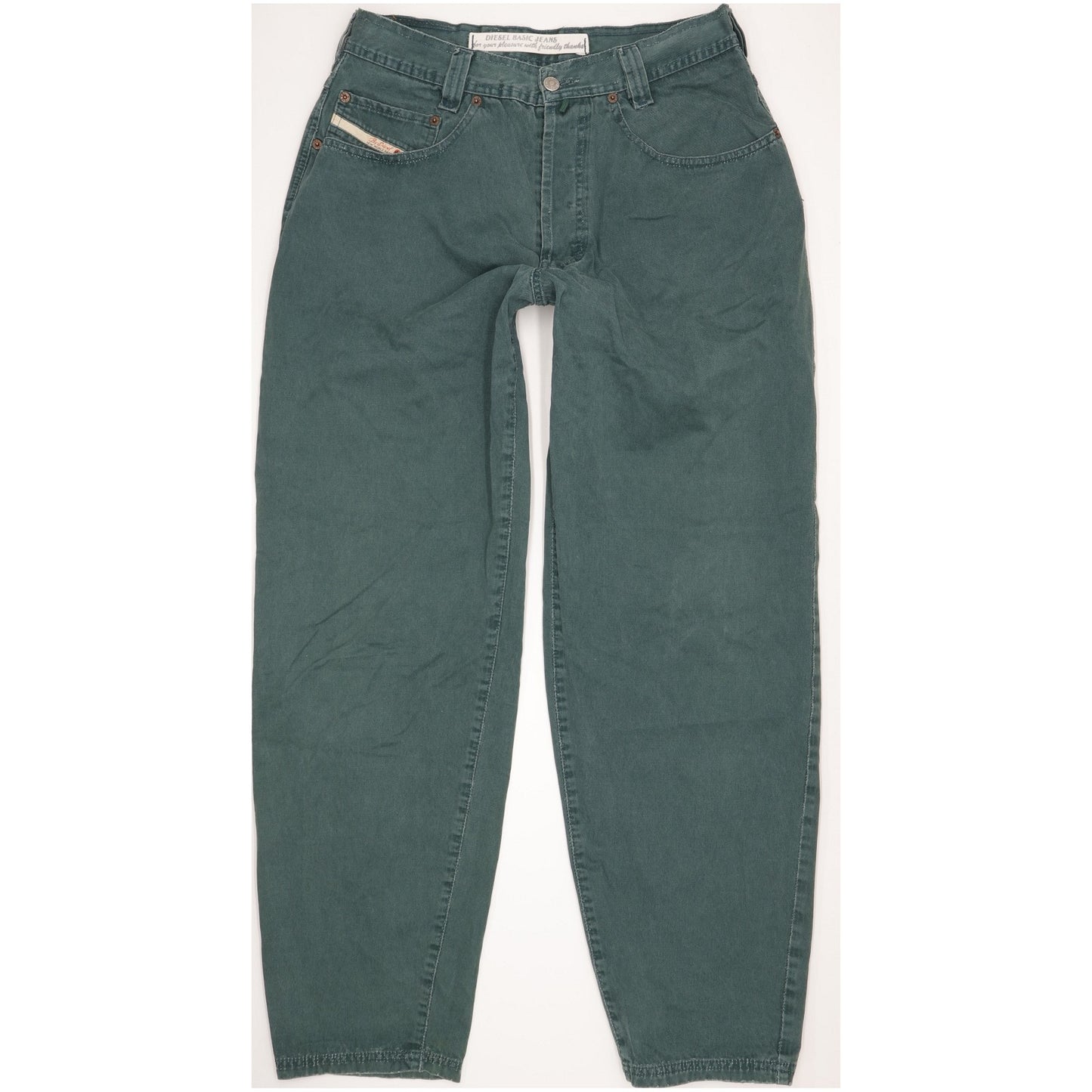 Diesel Saddle Baggy Men Green Tapered Relaxed Jeans W33 L33