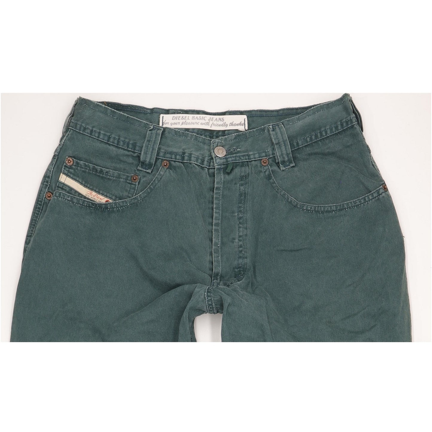 Diesel Saddle Baggy Men Green Tapered Relaxed Jeans W33 L33
