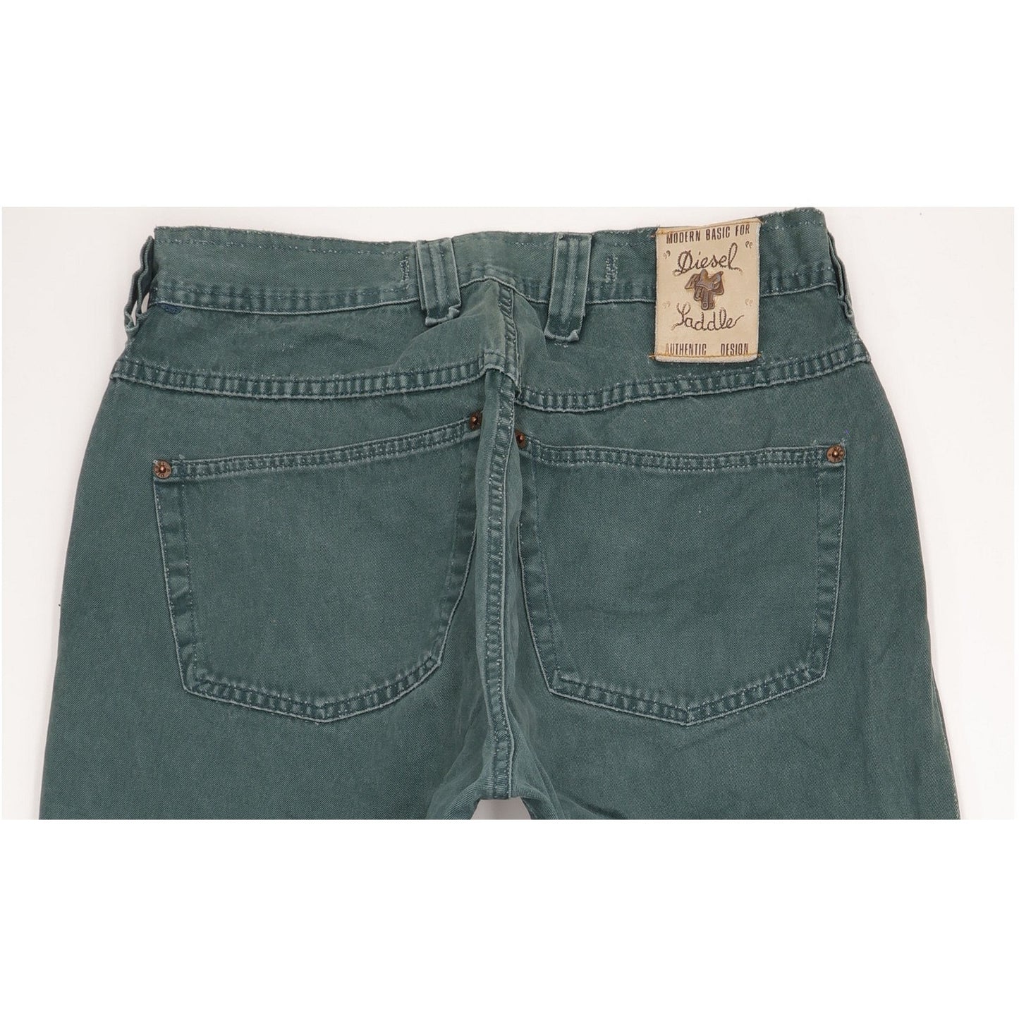 Diesel Saddle Baggy Men Green Tapered Relaxed Jeans W33 L33