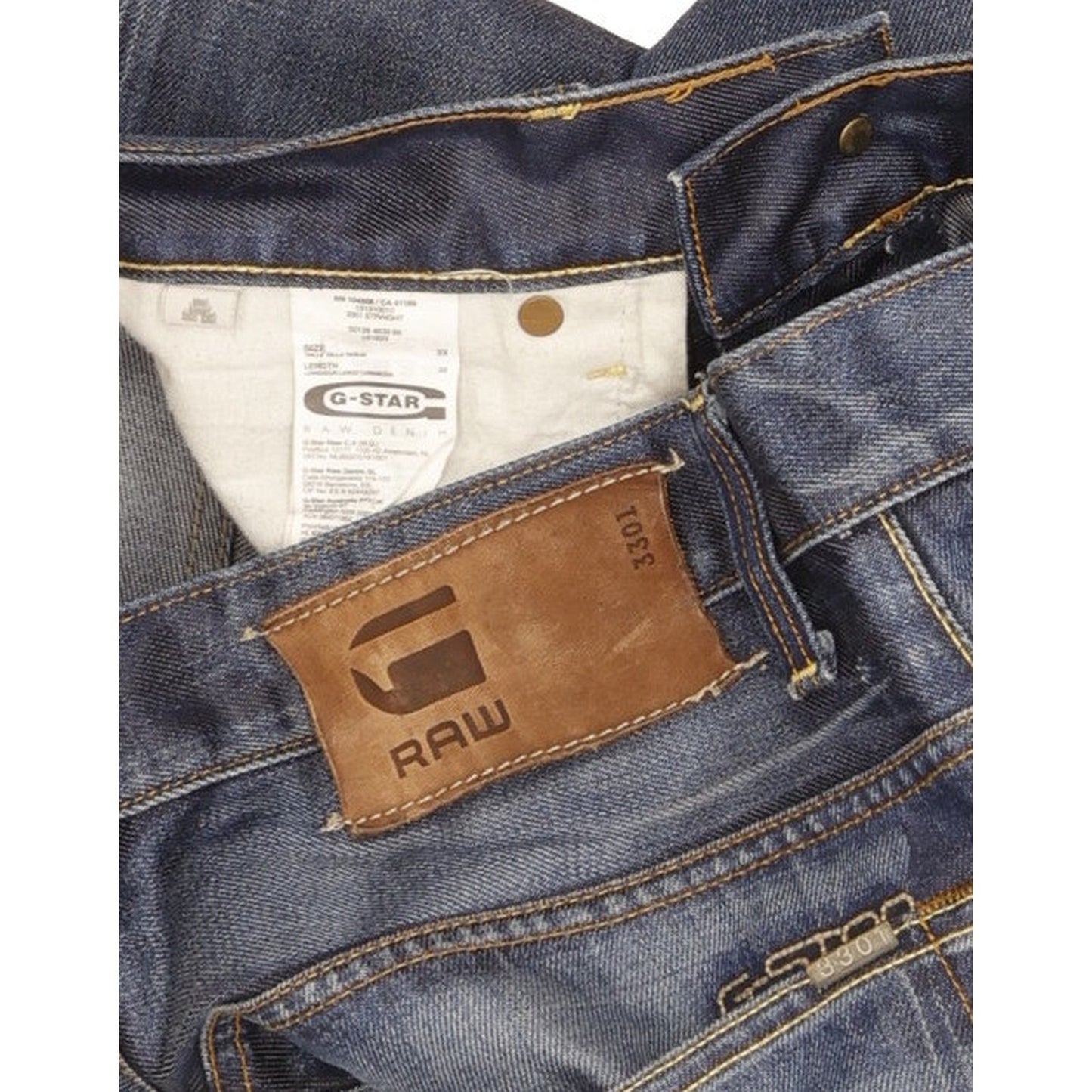 G-Star 3301 Men Blue Straight Regular Jeans W33 L31