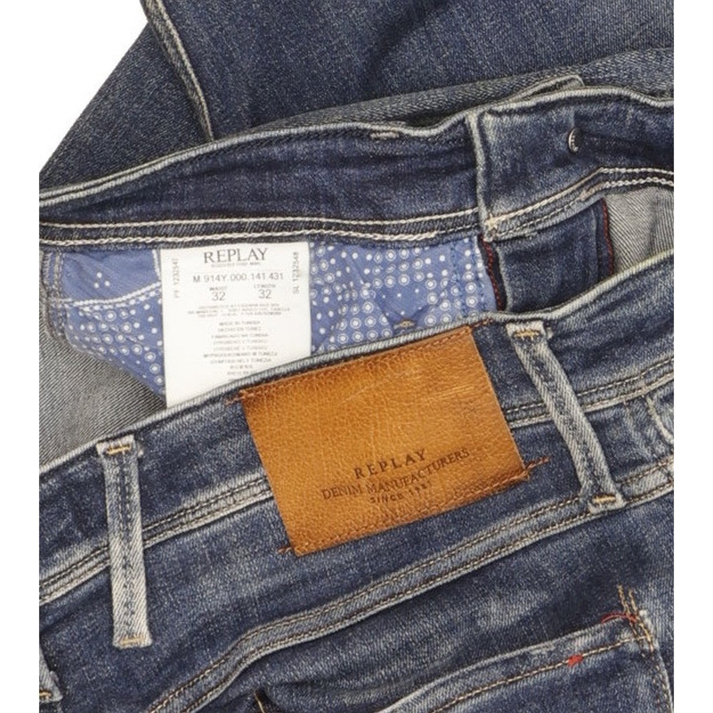 Replay Anbass Men Blue Skinny Slim Stretch Jeans W32 L32