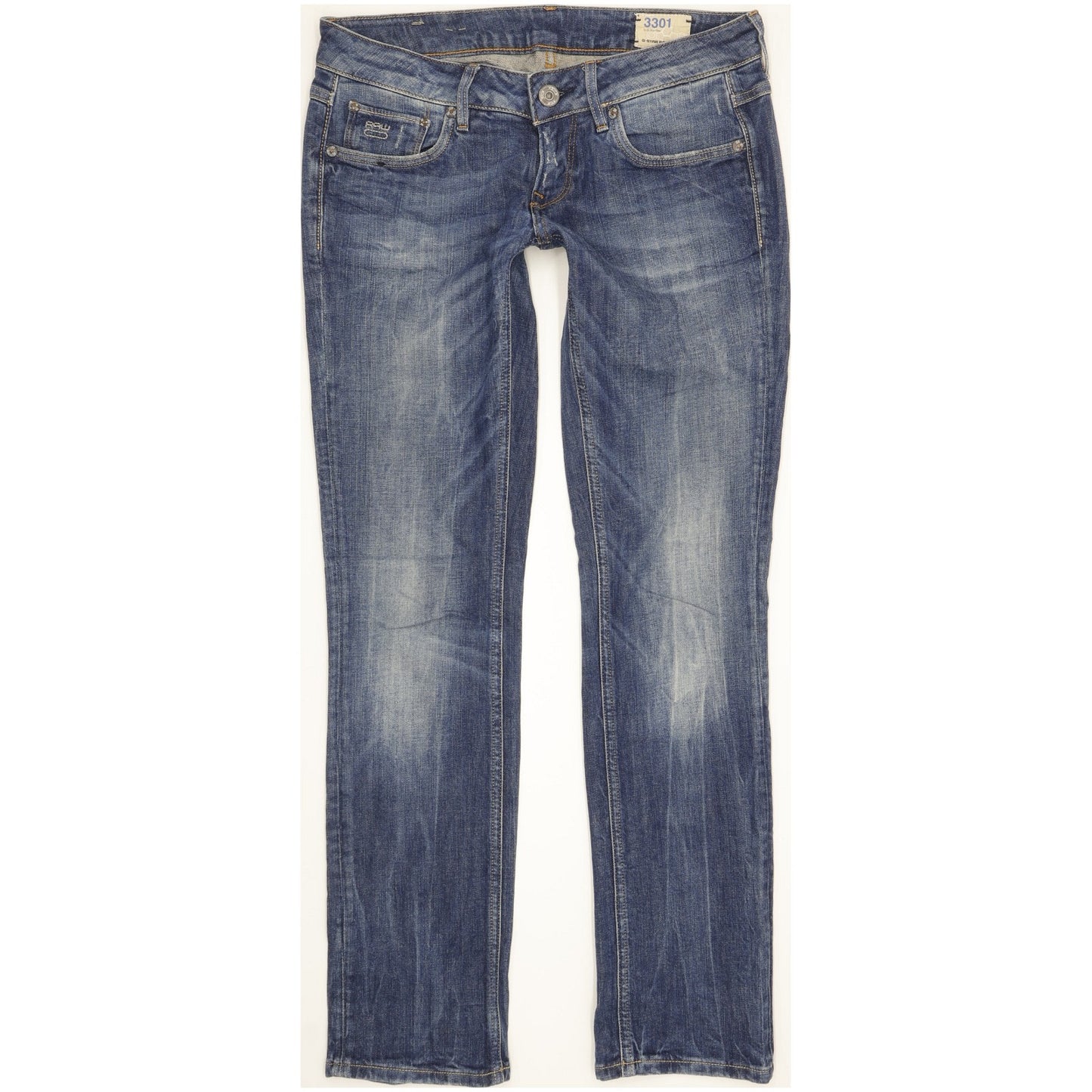 G-Star 3301 Women Blue Straight Slim Stretch Jeans W29 L31