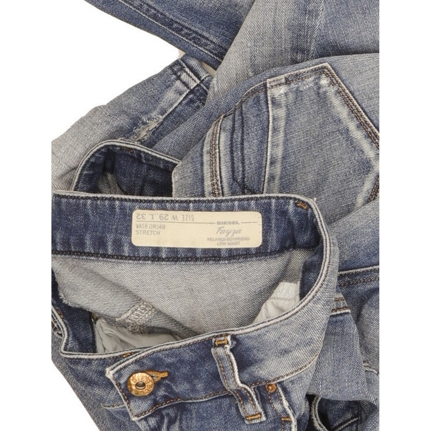 Diesel Fayza Blue Tapered Relaxed Boyfriend Stretch Jeans High Waisted W29 L32