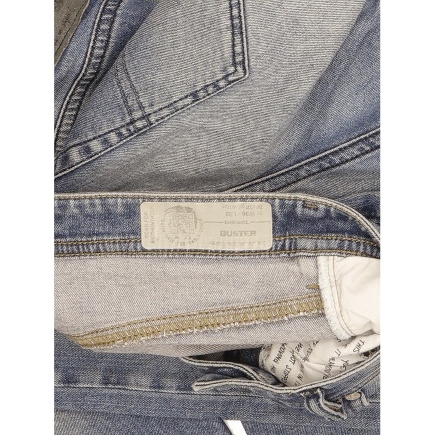 Diesel Buster Men Blue Straight Regular Stretch Jeans W36 L32