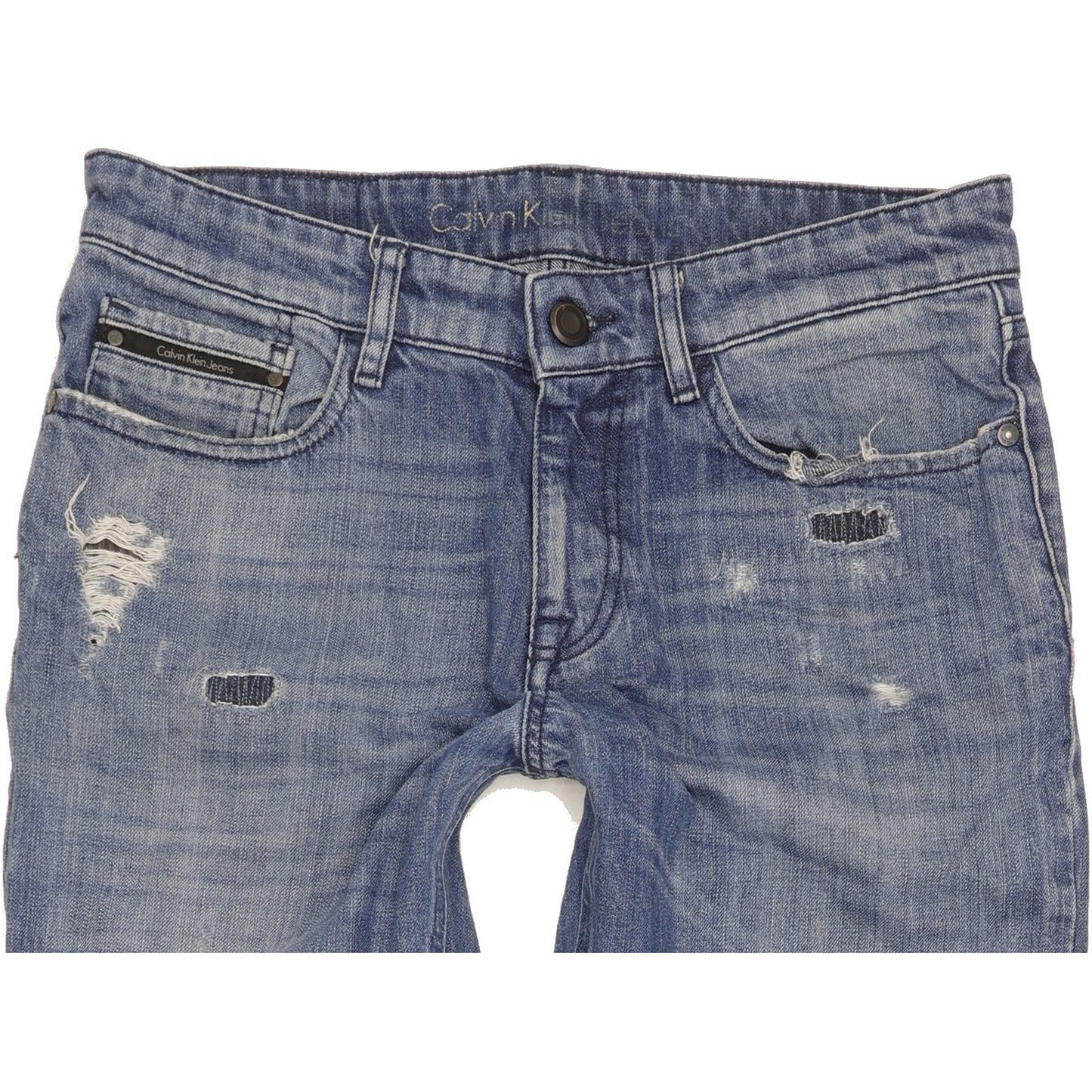 0 Calvin Klein Men Blue Straight Slim Jeans W30 L34