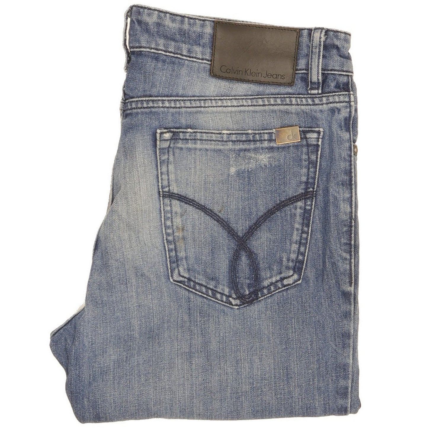 0 Calvin Klein Men Blue Straight Slim Jeans W30 L34