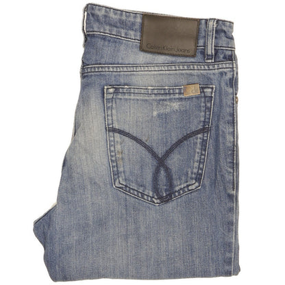 0 Calvin Klein Men Blue Straight Slim Jeans W30 L34
