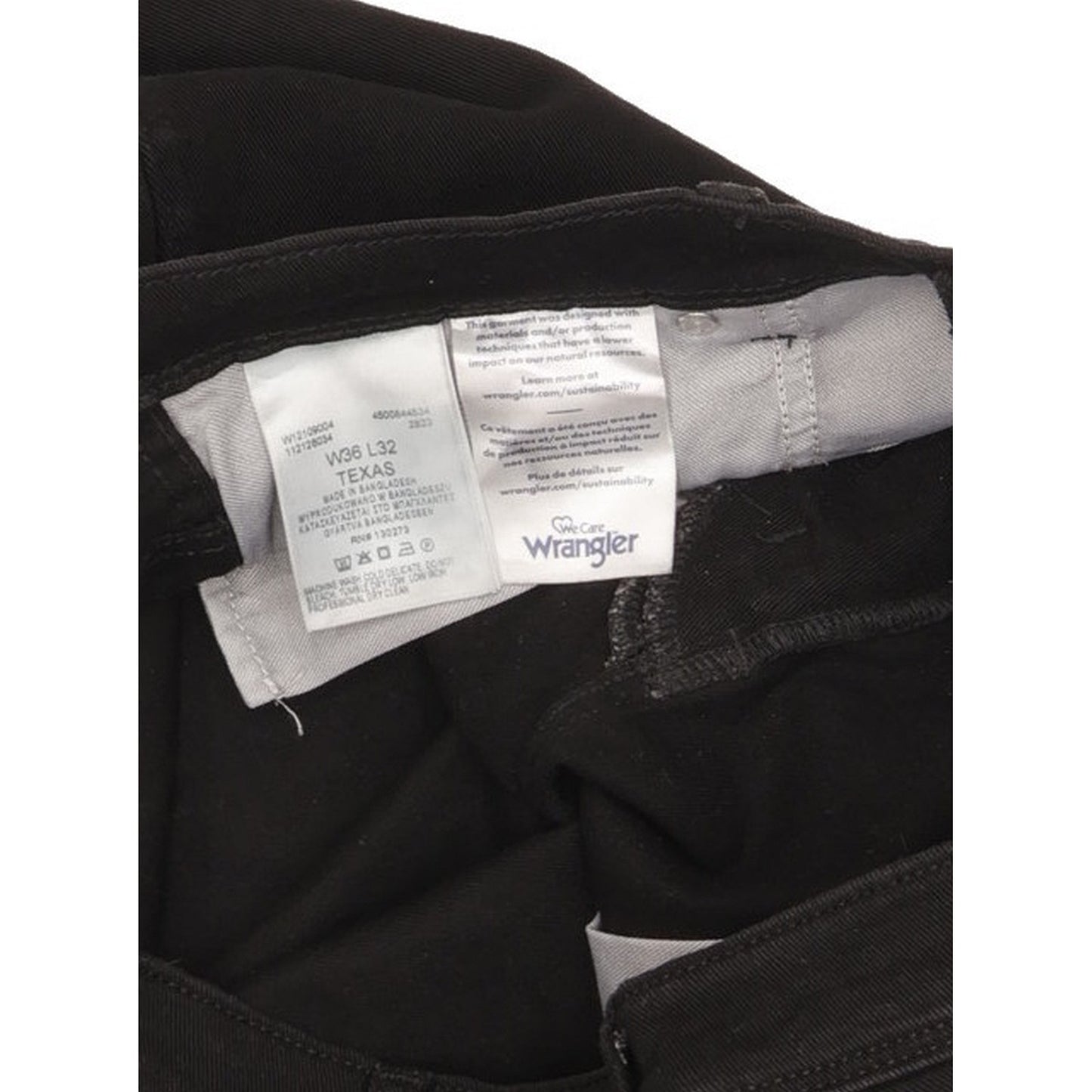 Wrangler Texas Men Black Straight Regular Stretch Jeans W36 L32