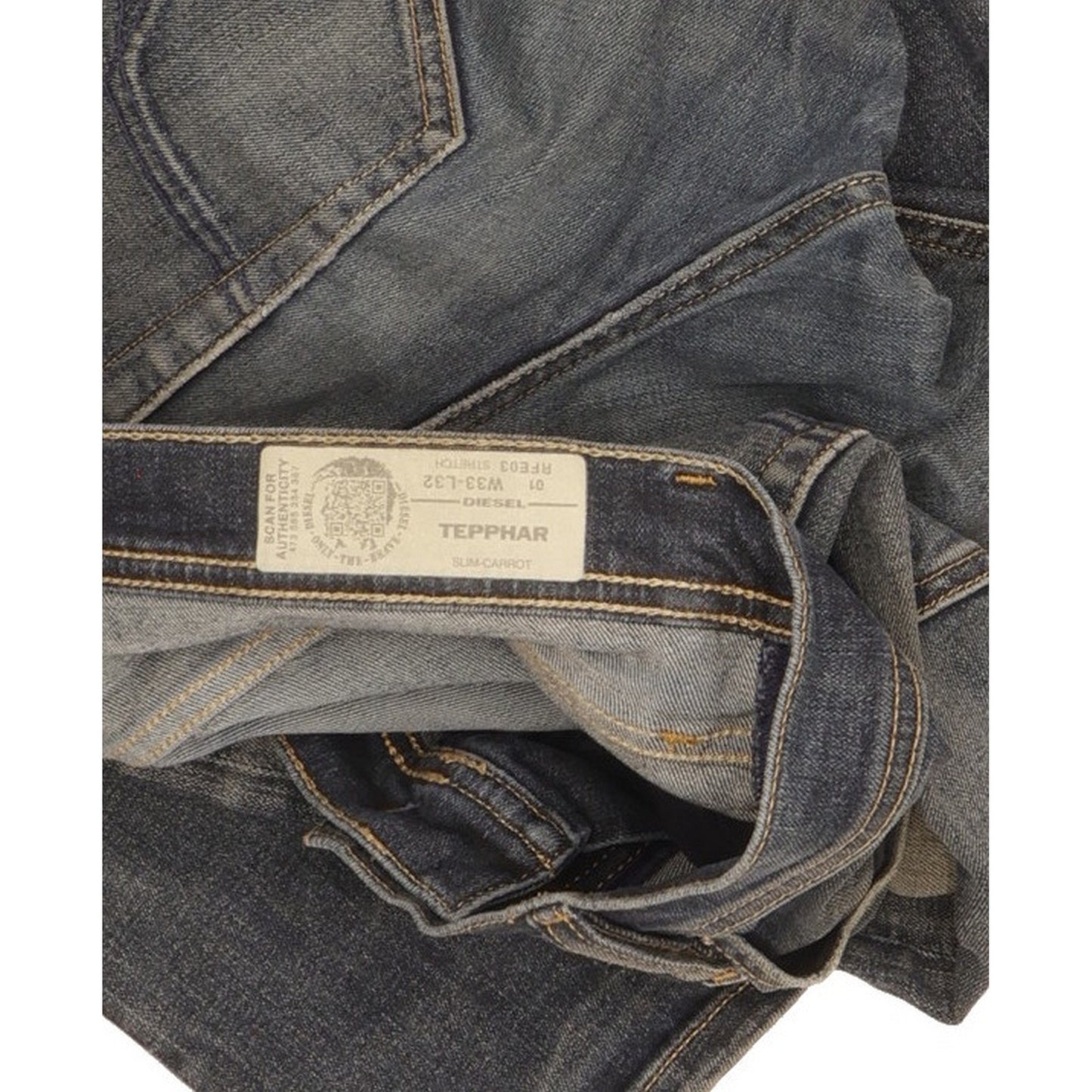 Diesel Tepphar Men Blue Tapered Slim Stretch Jeans W33 L32