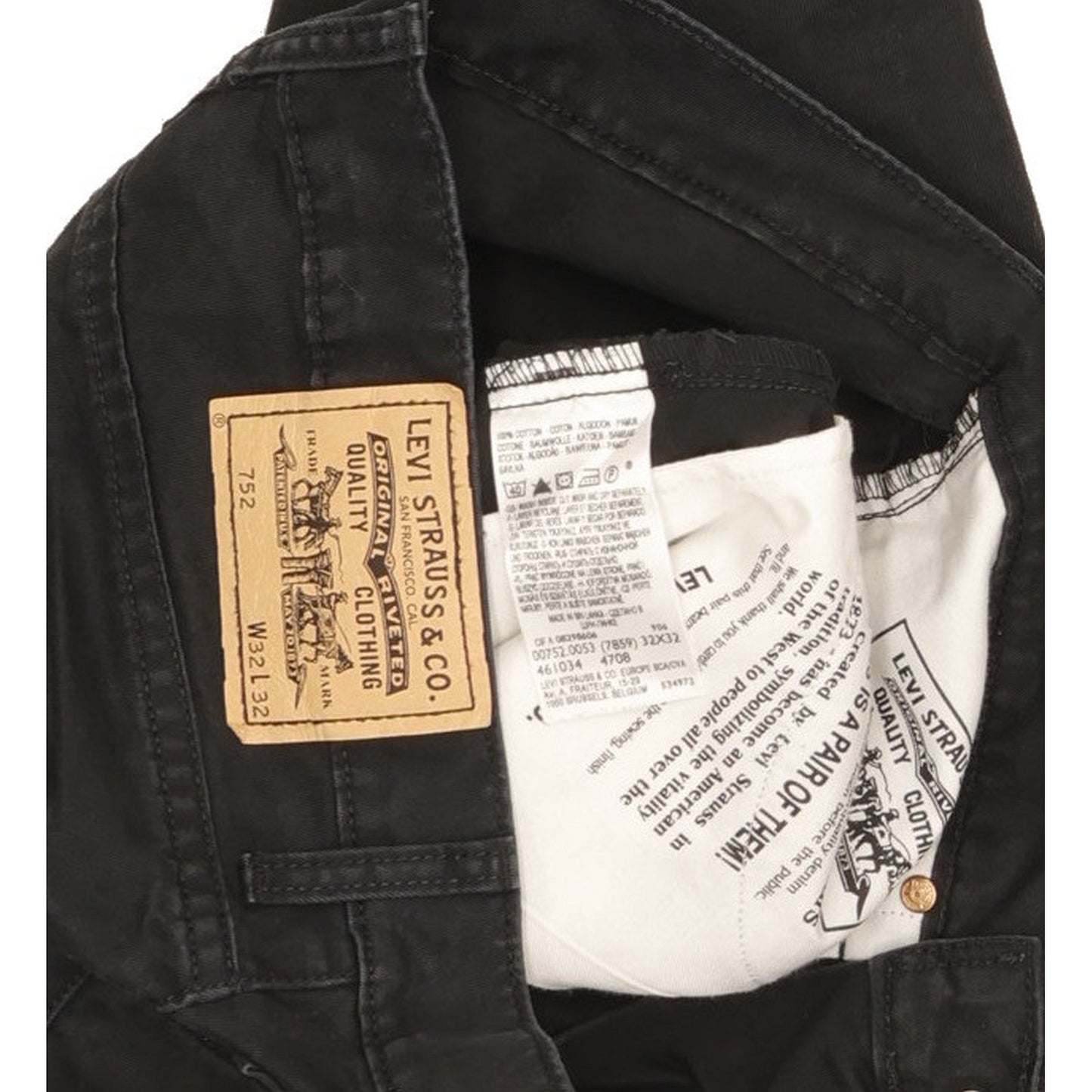 Levi's 752 Men Black Straight Regular Jeans W32 L31