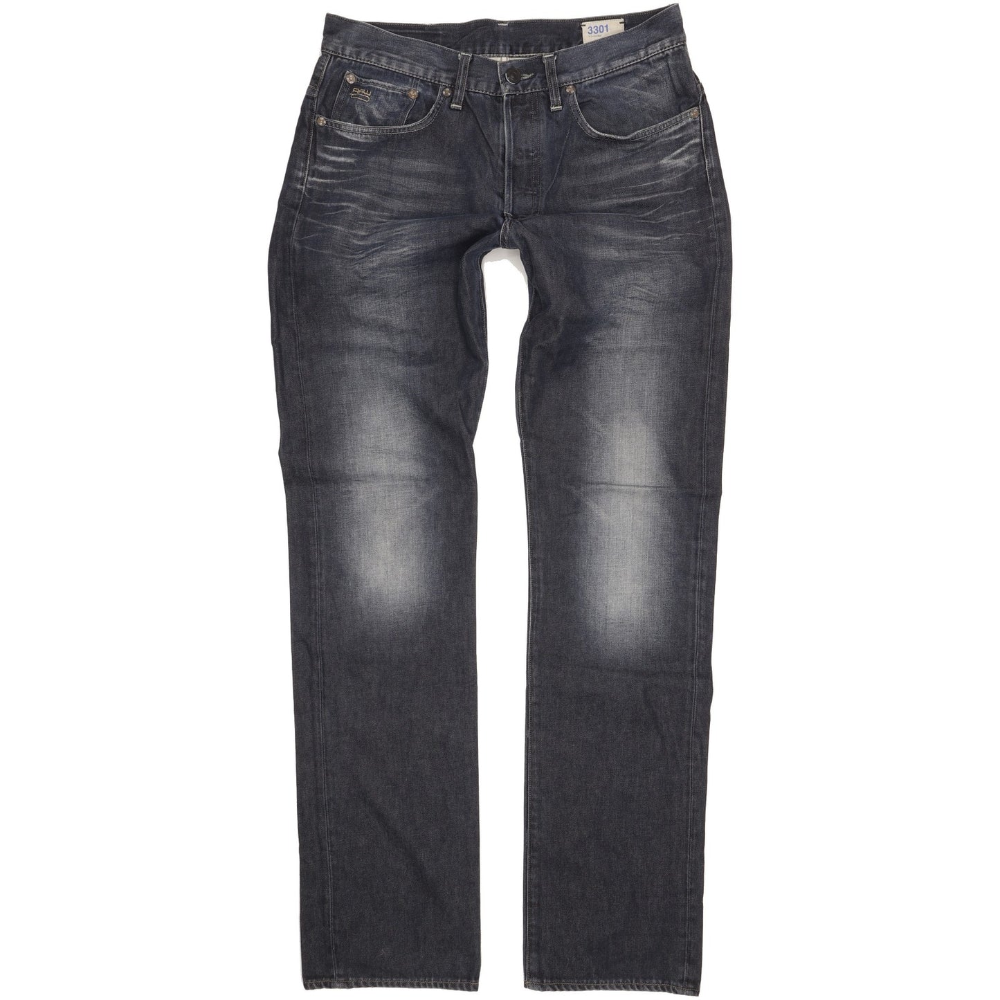 G-Star 3301 Men Navy Straight Regular Jeans W33 L36