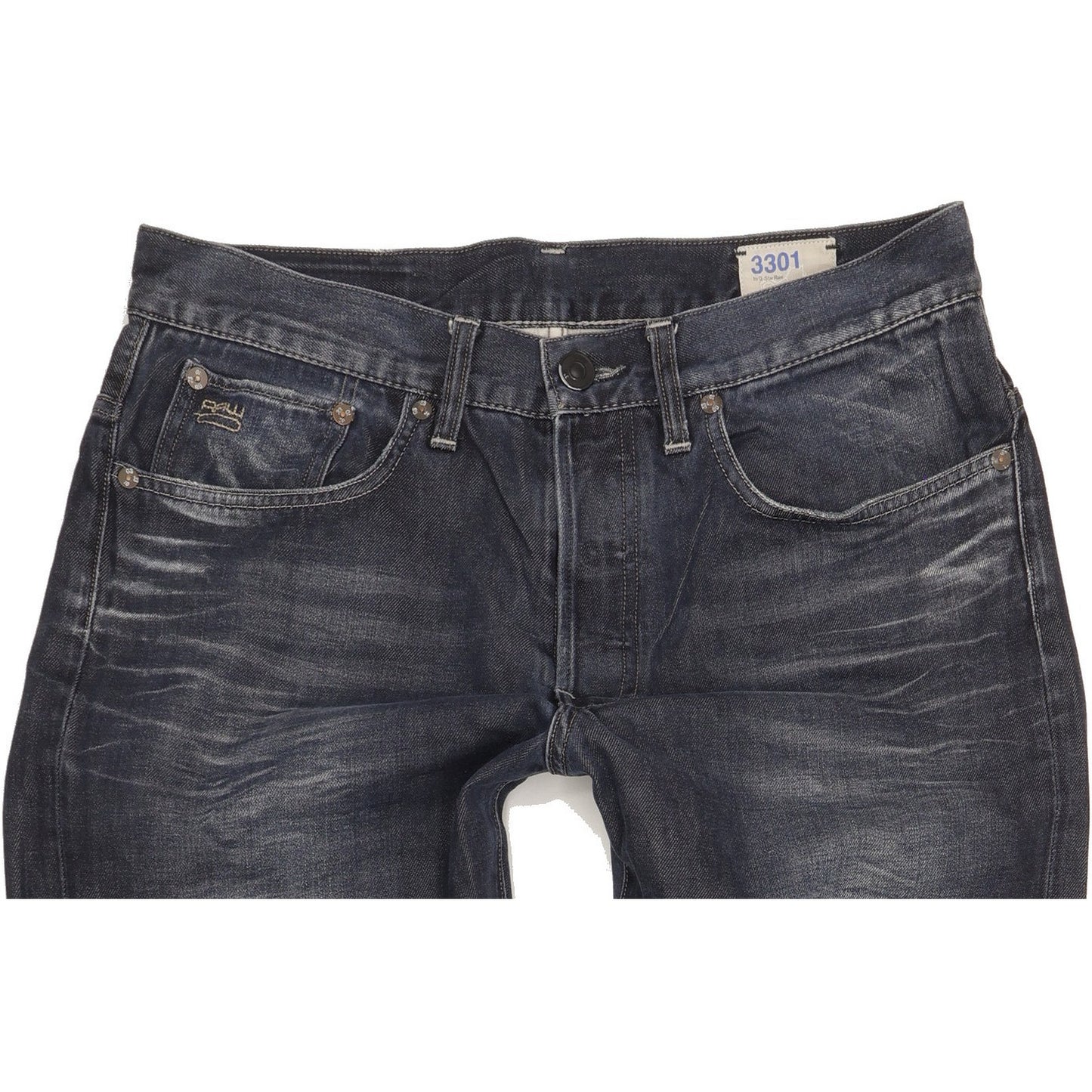 G-Star 3301 Men Navy Straight Regular Jeans W33 L36