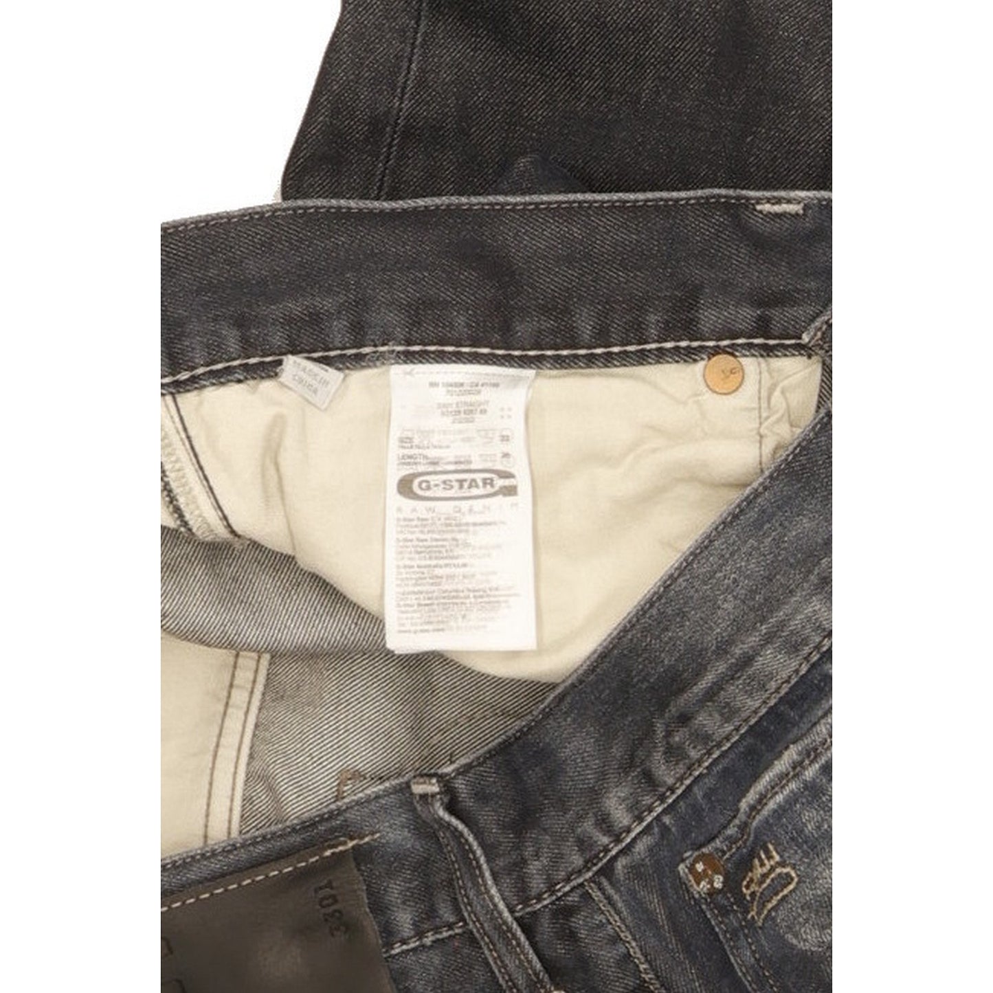 G-Star 3301 Men Navy Straight Regular Jeans W33 L36