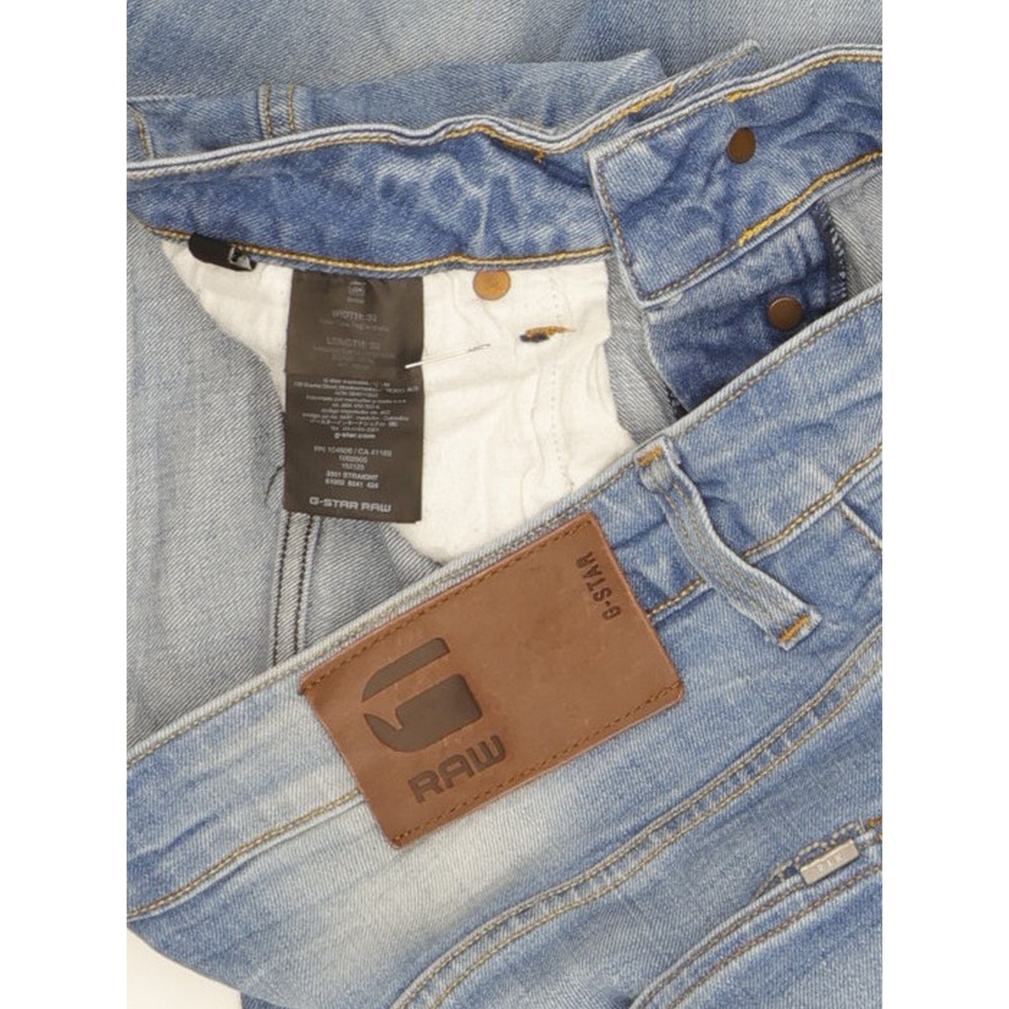 G-Star 3301 Men Blue Straight Regular Stretch Jeans W32 L31