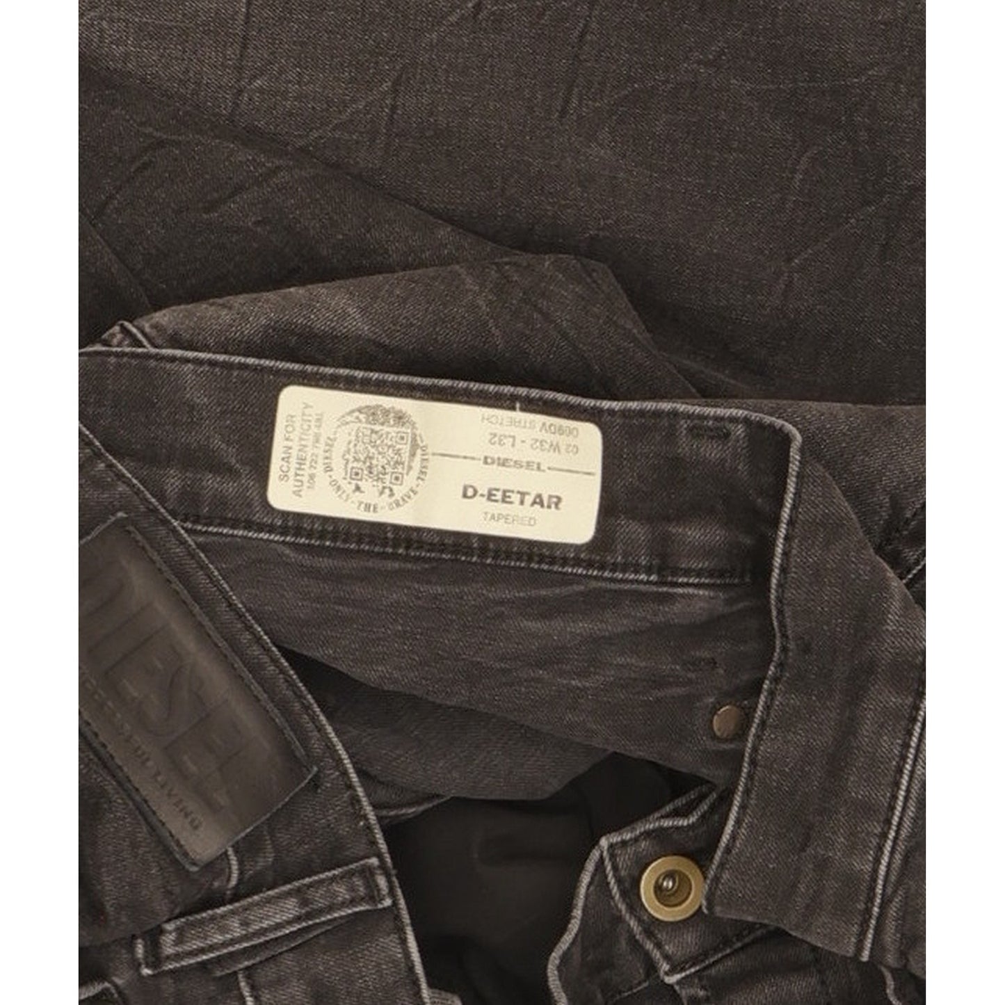 Diesel D-eetar Men Black Tapered Regular Stretch Jeans W32 L32