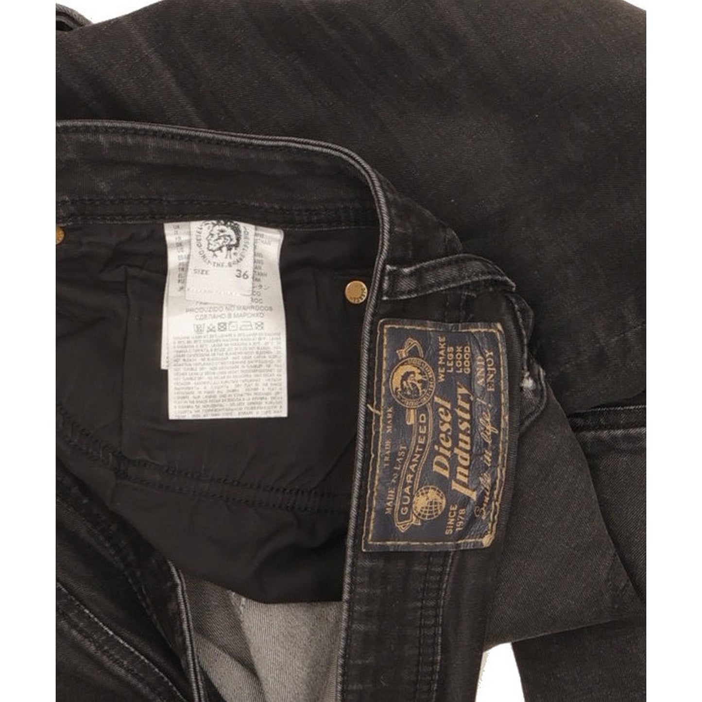 Diesel Waykee Men Black Straight Regular Stretch Jeans W36 L31