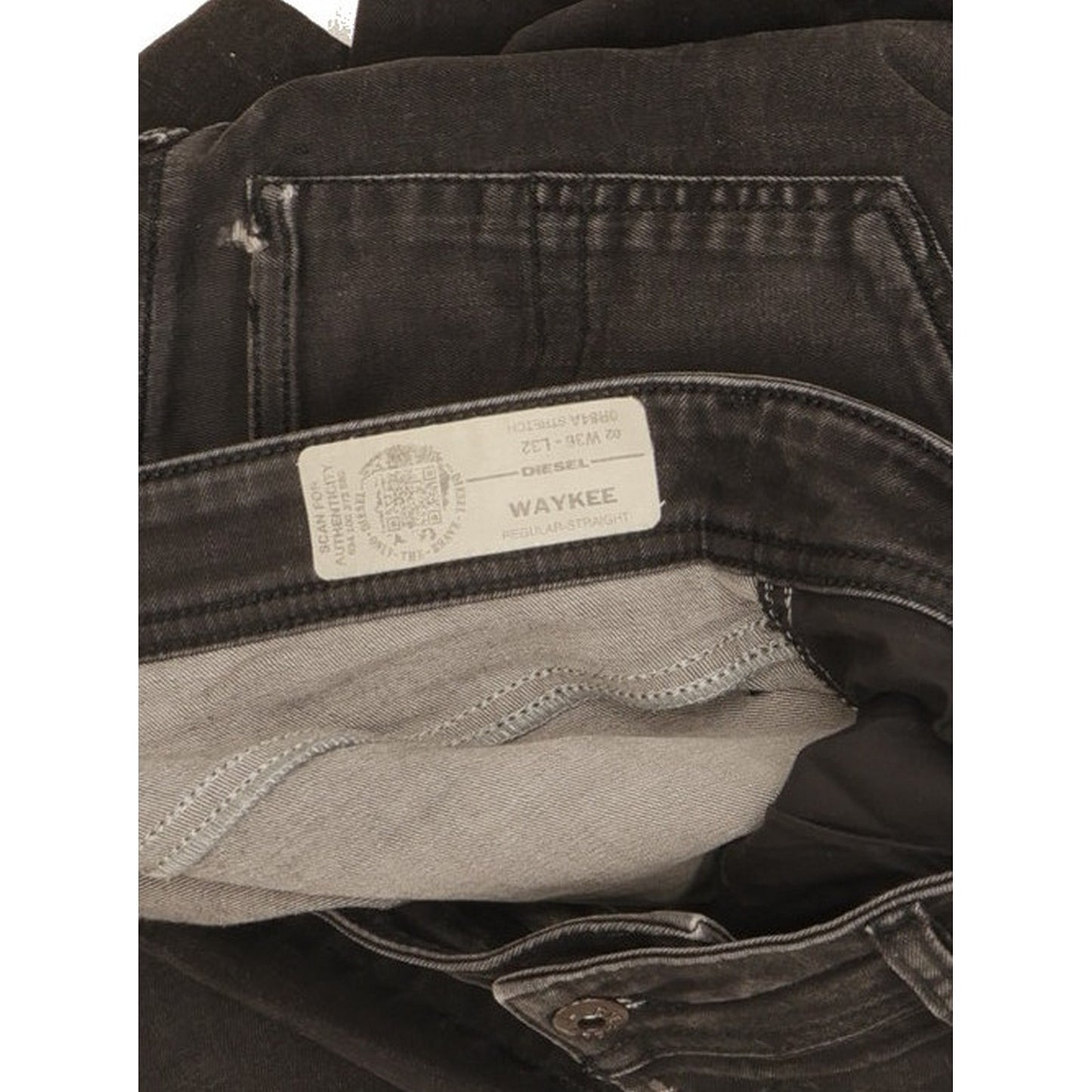 Diesel Waykee Men Black Straight Regular Stretch Jeans W36 L31