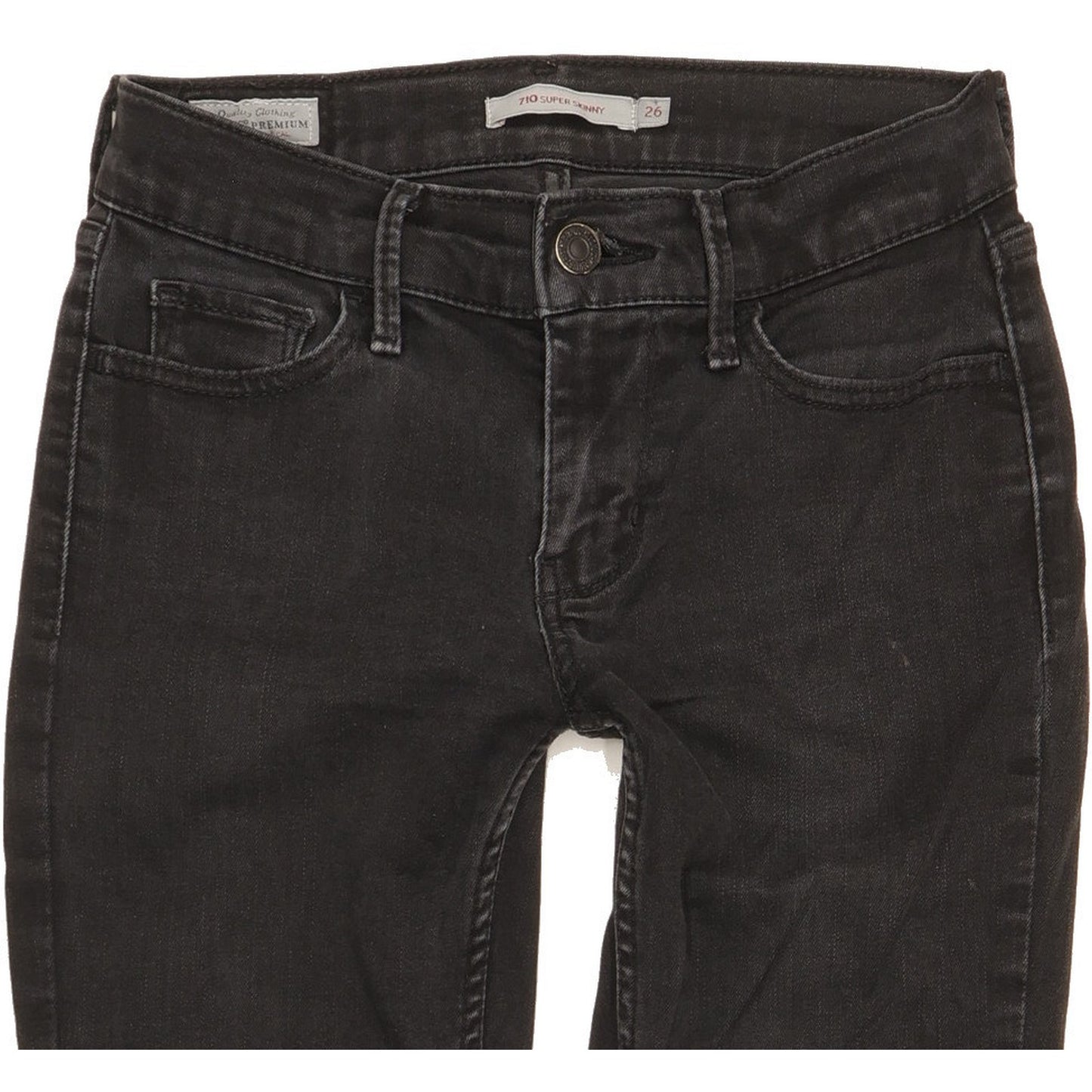 Levi's 710 Super Women Black Skinny Slim Stretch Jeans W26 L29