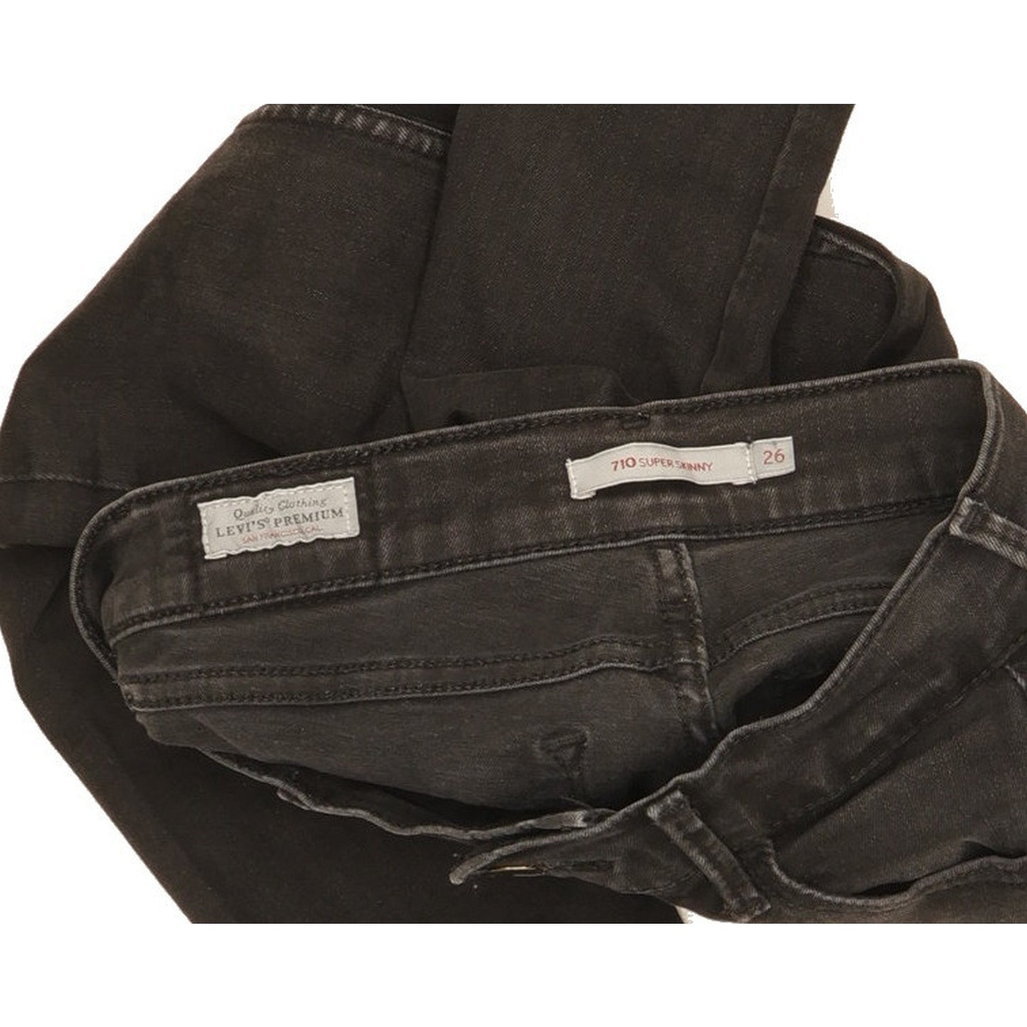 Levi's 710 Super Women Black Skinny Slim Stretch Jeans W26 L29
