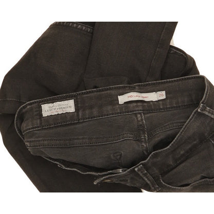 Levi's 710 Super Women Black Skinny Slim Stretch Jeans W26 L29