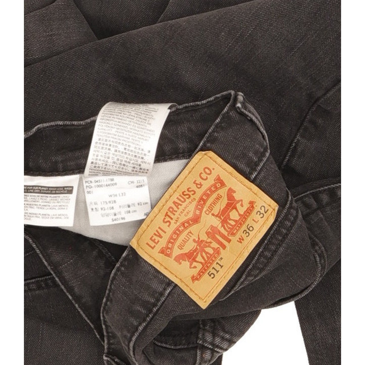 Levi's 511 Men Black Straight Slim Stretch Jeans W36 L32