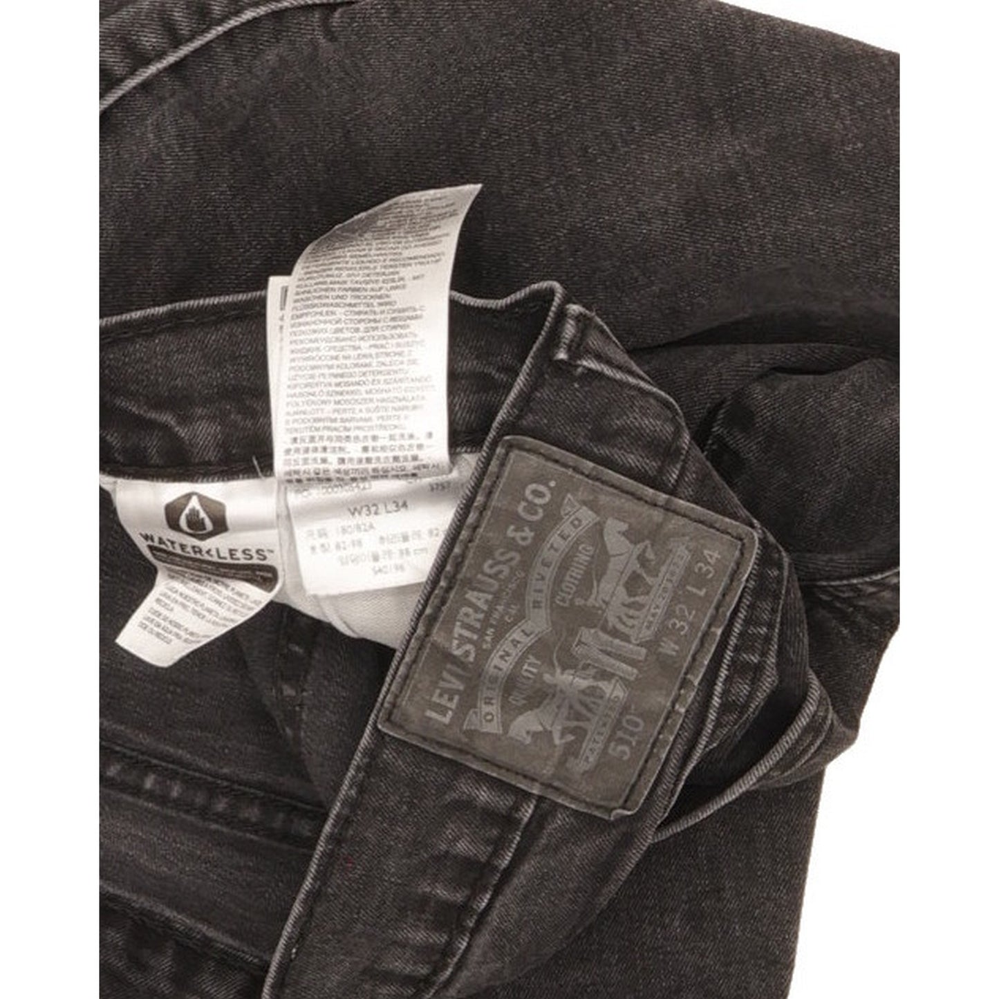 Levi's 510 Men Black Skinny Slim Stretch Jeans W32 L31